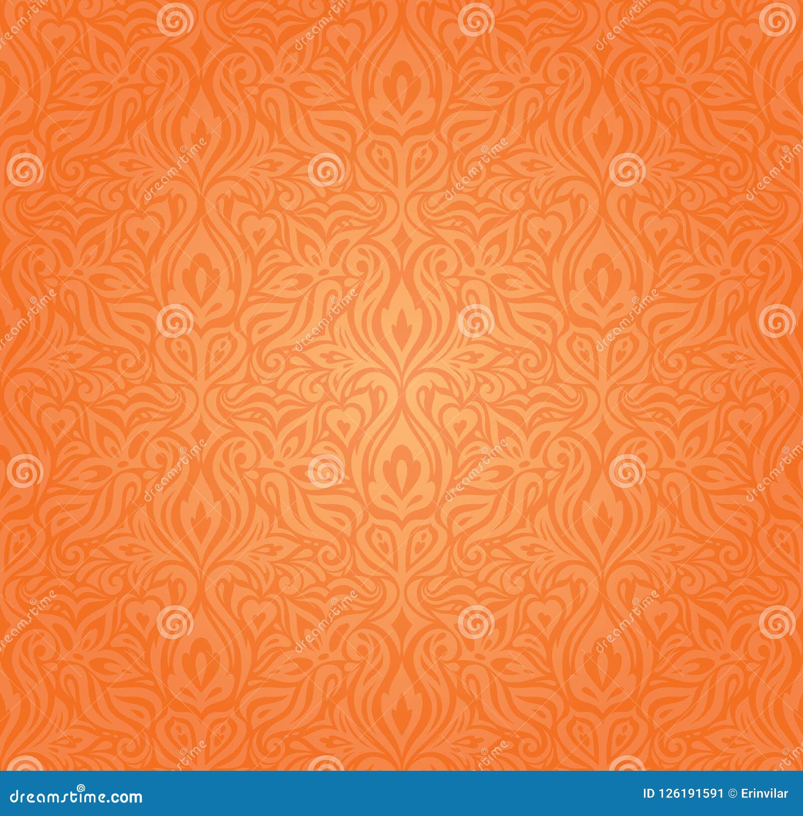 Floral Orange Retro Style Colorful Wallpaper Background Stock Vector -  Illustration of bright, orange: 126191591