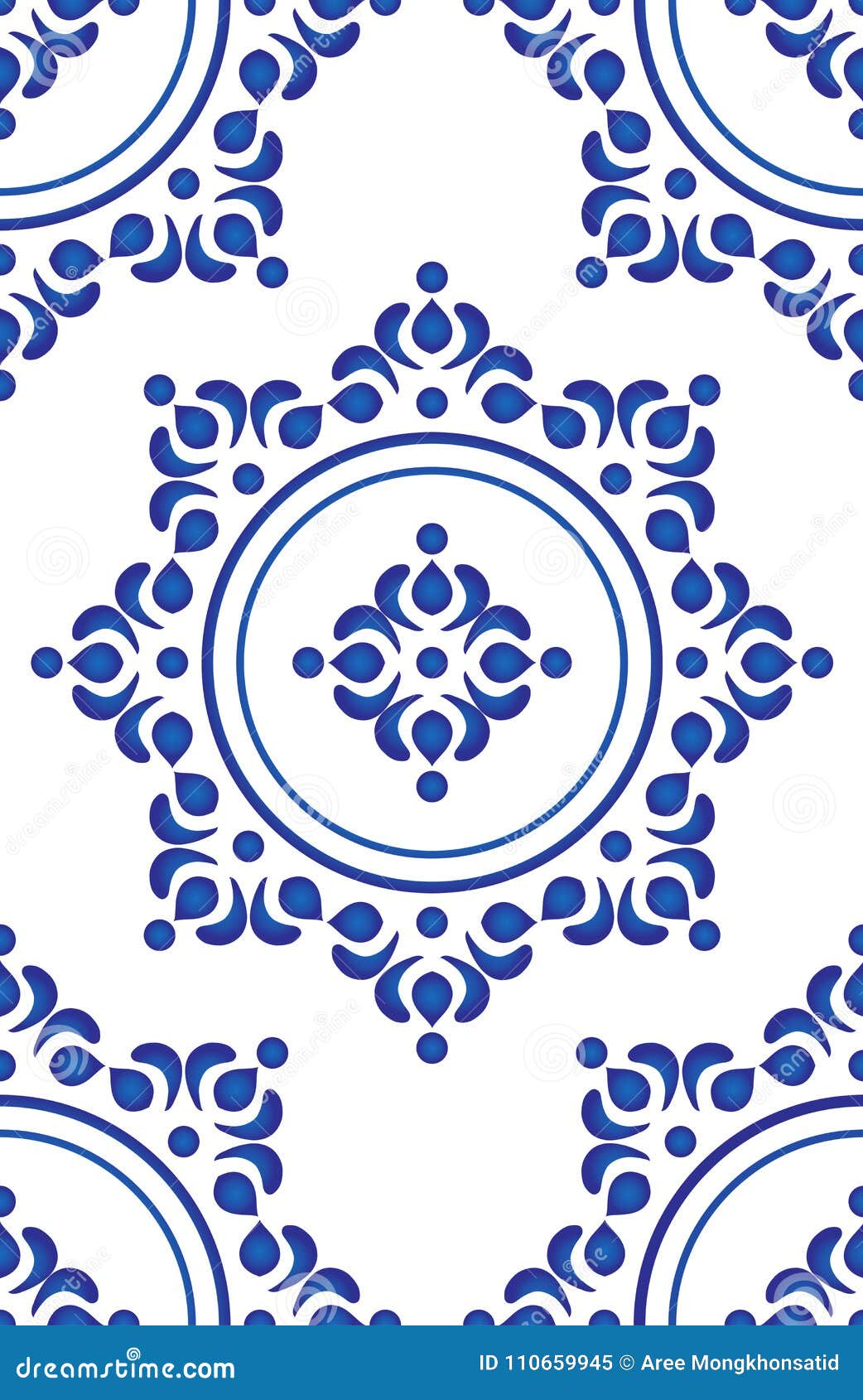 Blue tile pattern vector stock vector. Illustration of moroccan - 110659945