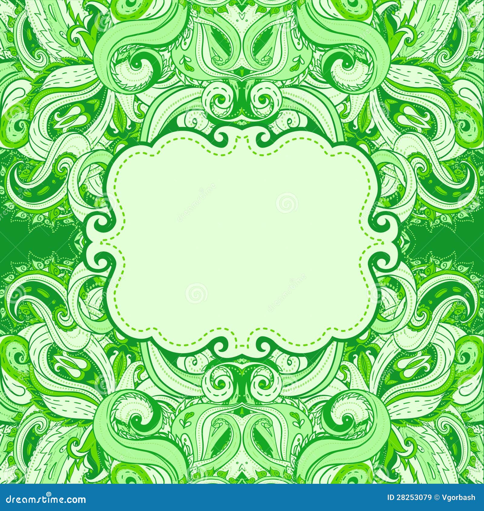 Floral paisley green frame stock illustration. Illustration of ornament