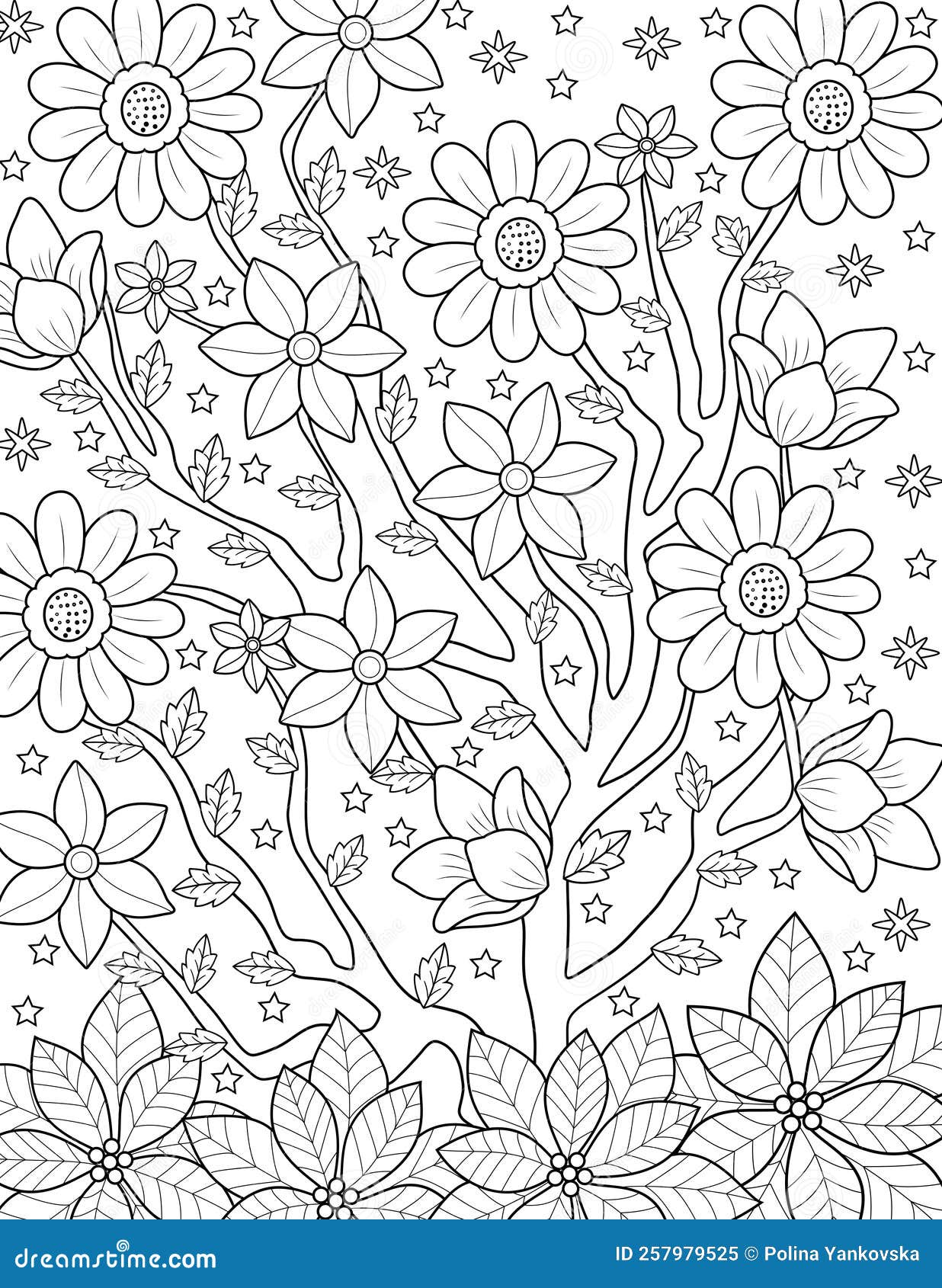 Floral Pattern Coloring Page for Adult Stock Illustration ...