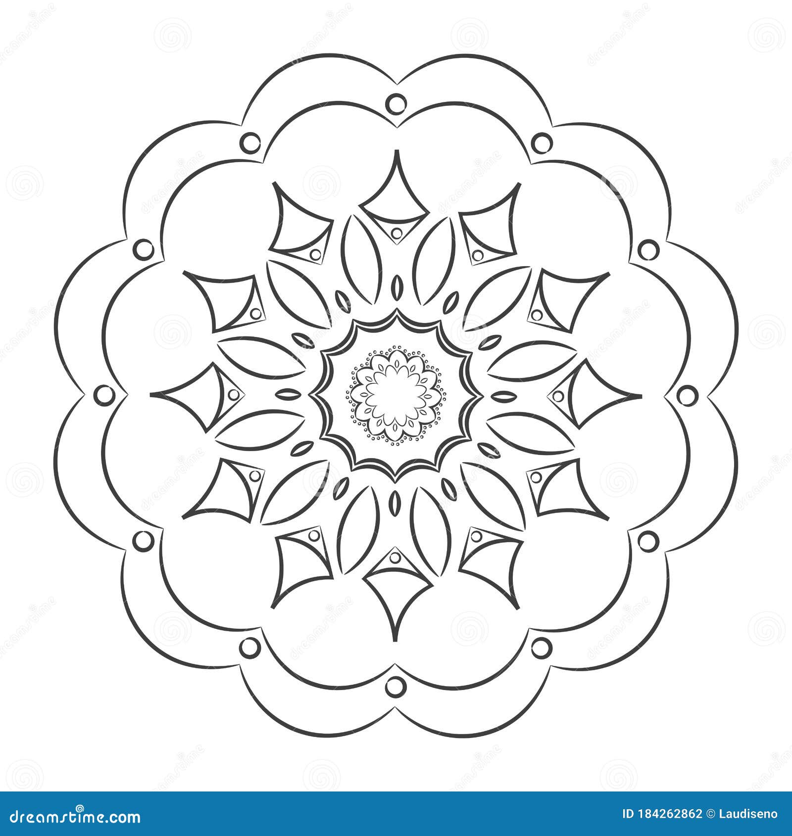 Floral Pattern Mandala Outline Stock Vector - Illustration of black, floral: 184262862