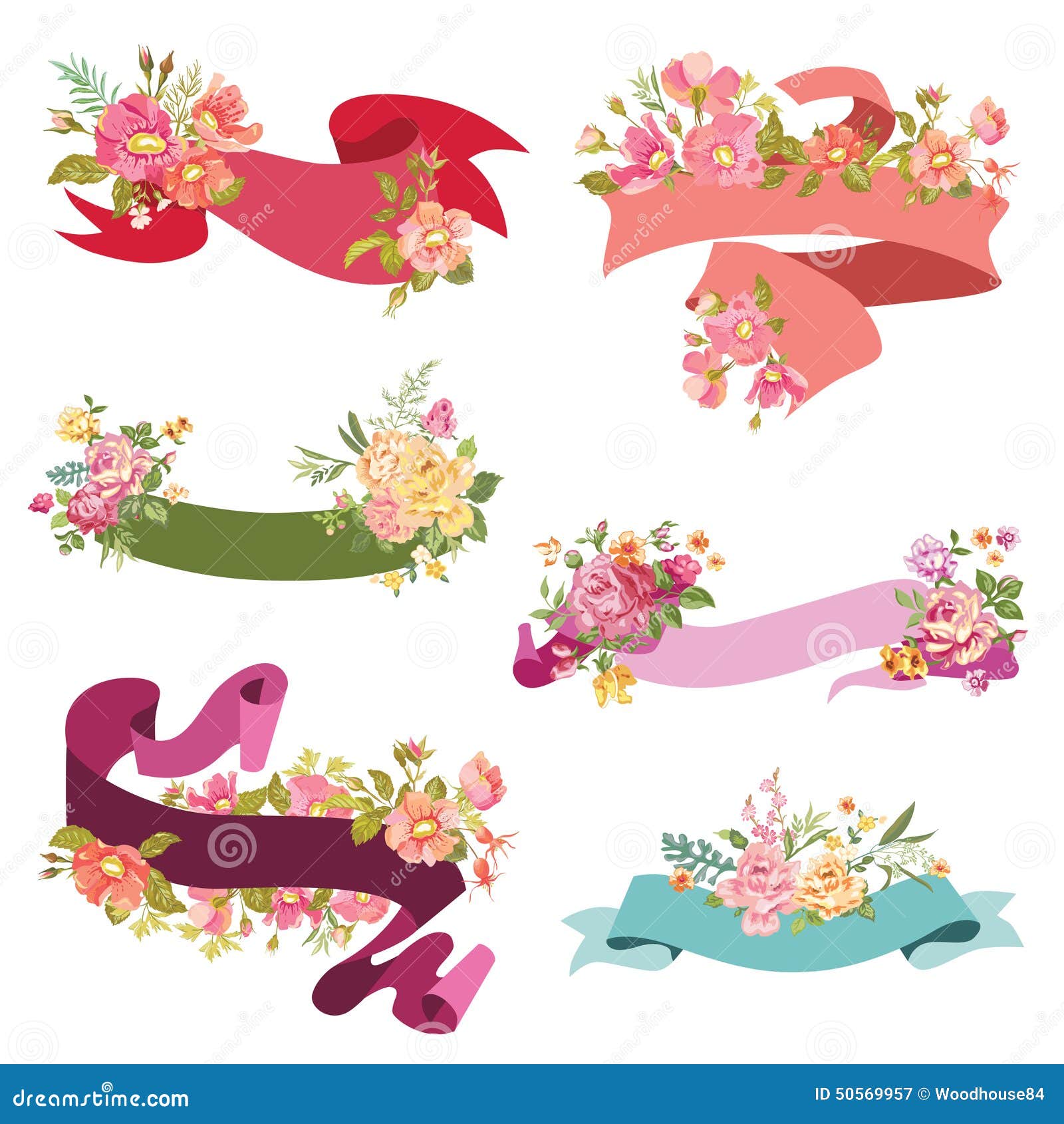 Download Floral Ribbon Banners stock vector. Illustration of ...