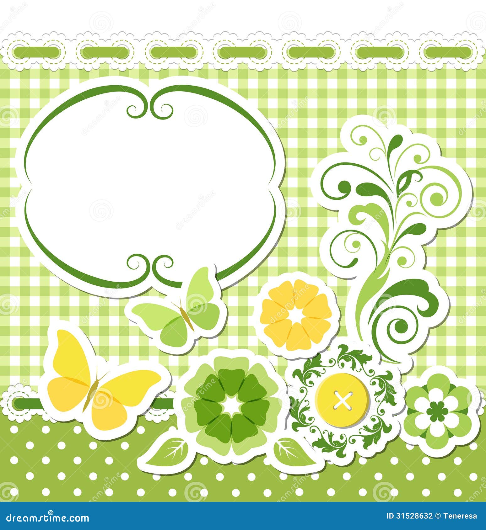 Floral scrapbook green set stock vector. Illustration of album 31528632