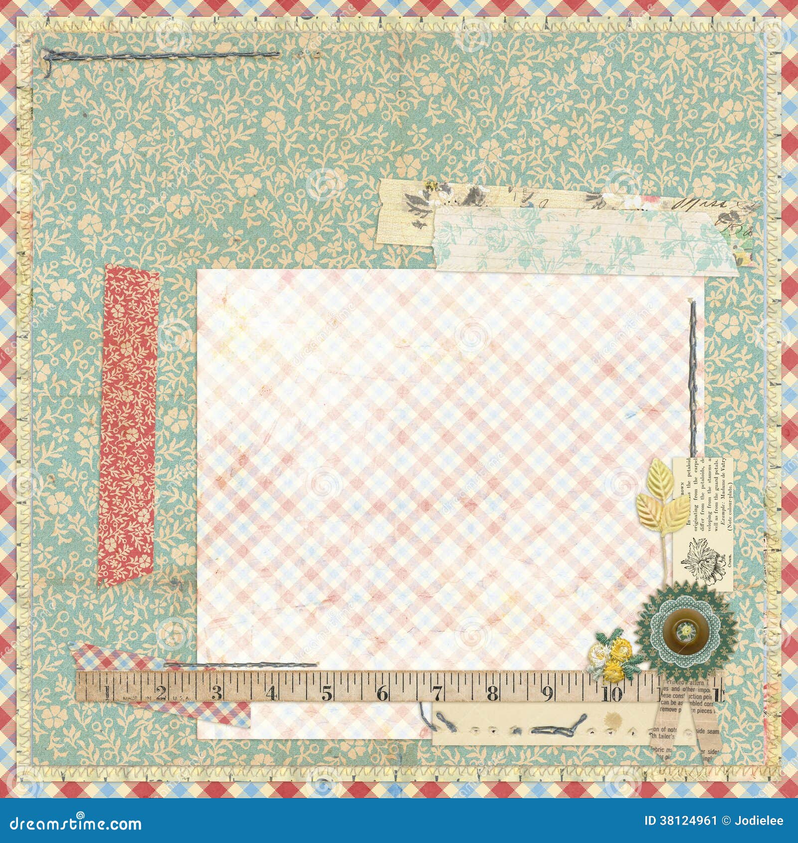 floral scrapbook layout with vintage embellishments