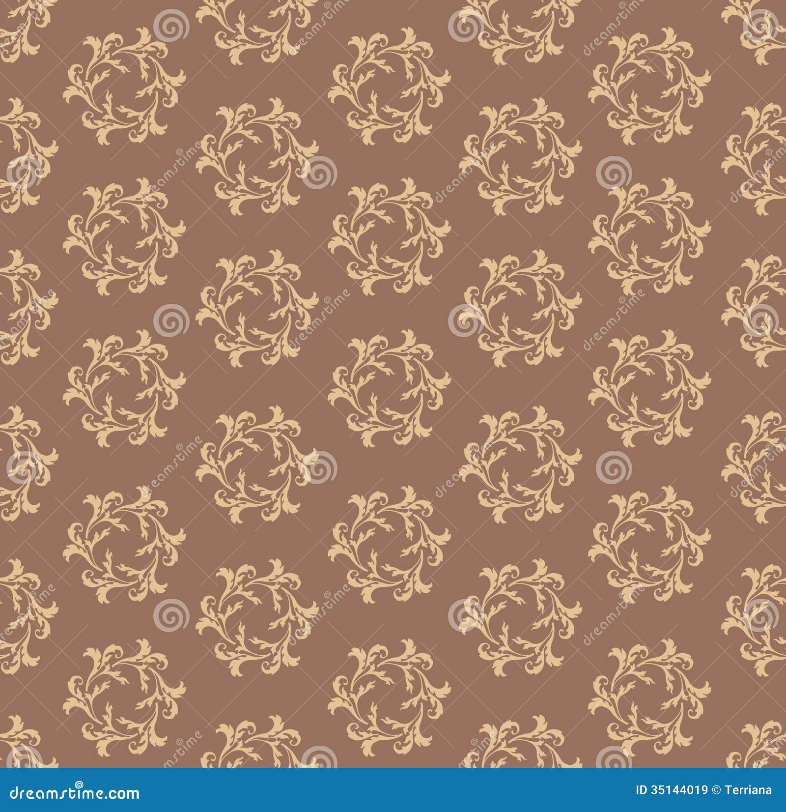 Floral Seamless Background. Abstract Brown And Whit Stock 