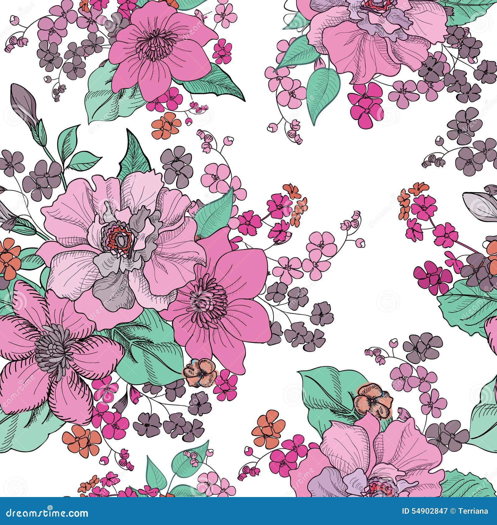 Floral Seamless Background. Flower Pattern. Stock Illustration ...