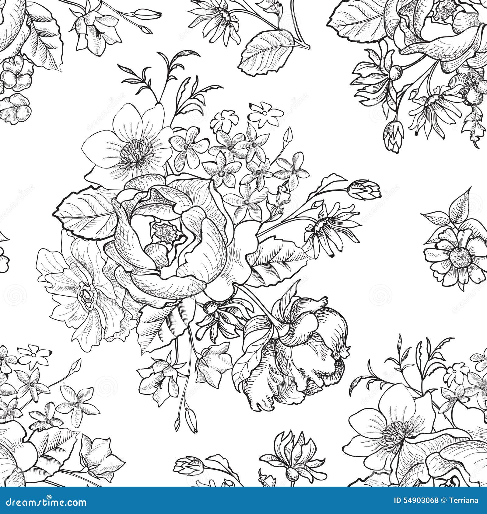 Floral Seamless Background. Flower Pattern. Stock Illustration ...