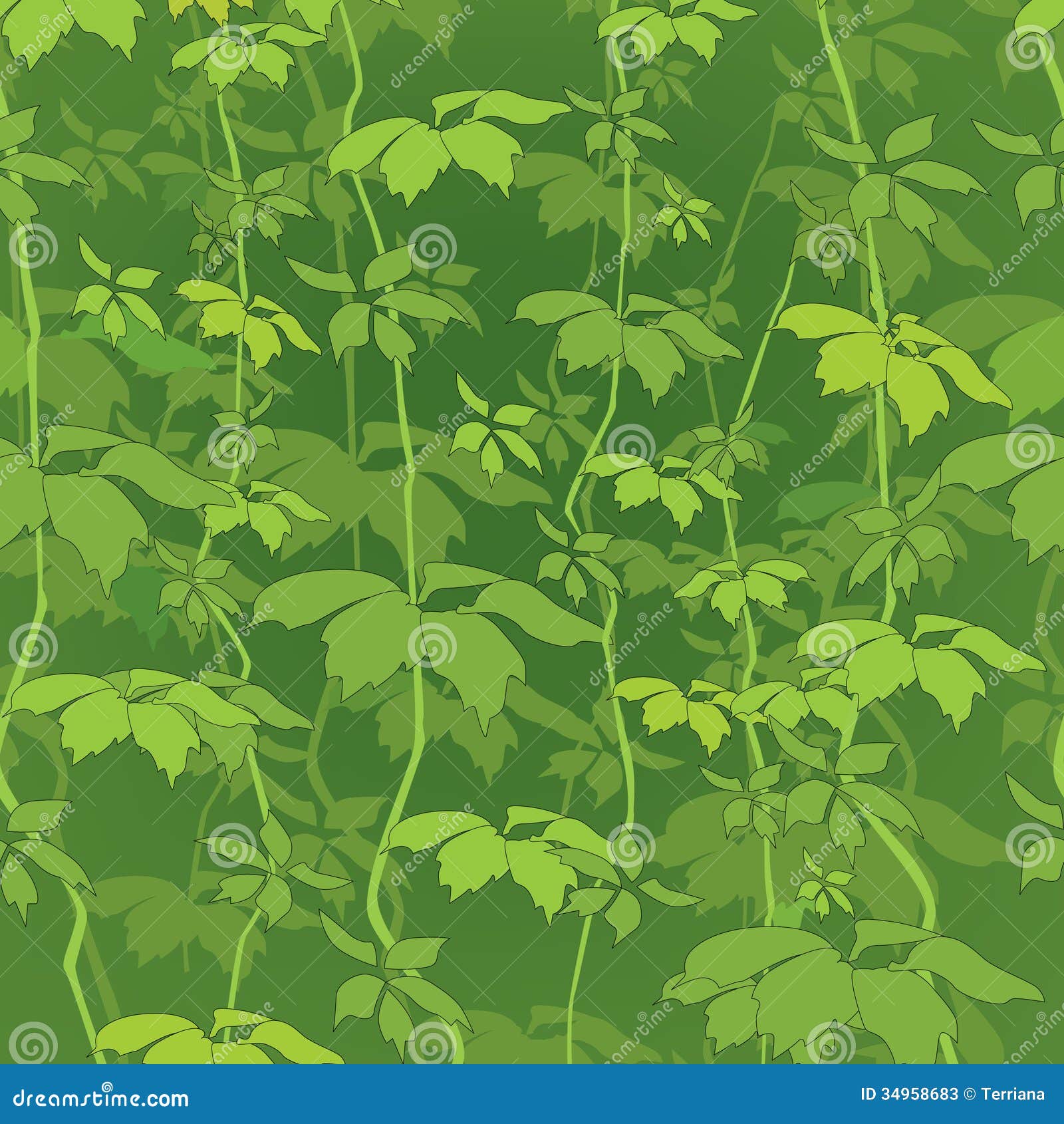 Floral Seamless Background. Nature Green Leaf Texture. Stock