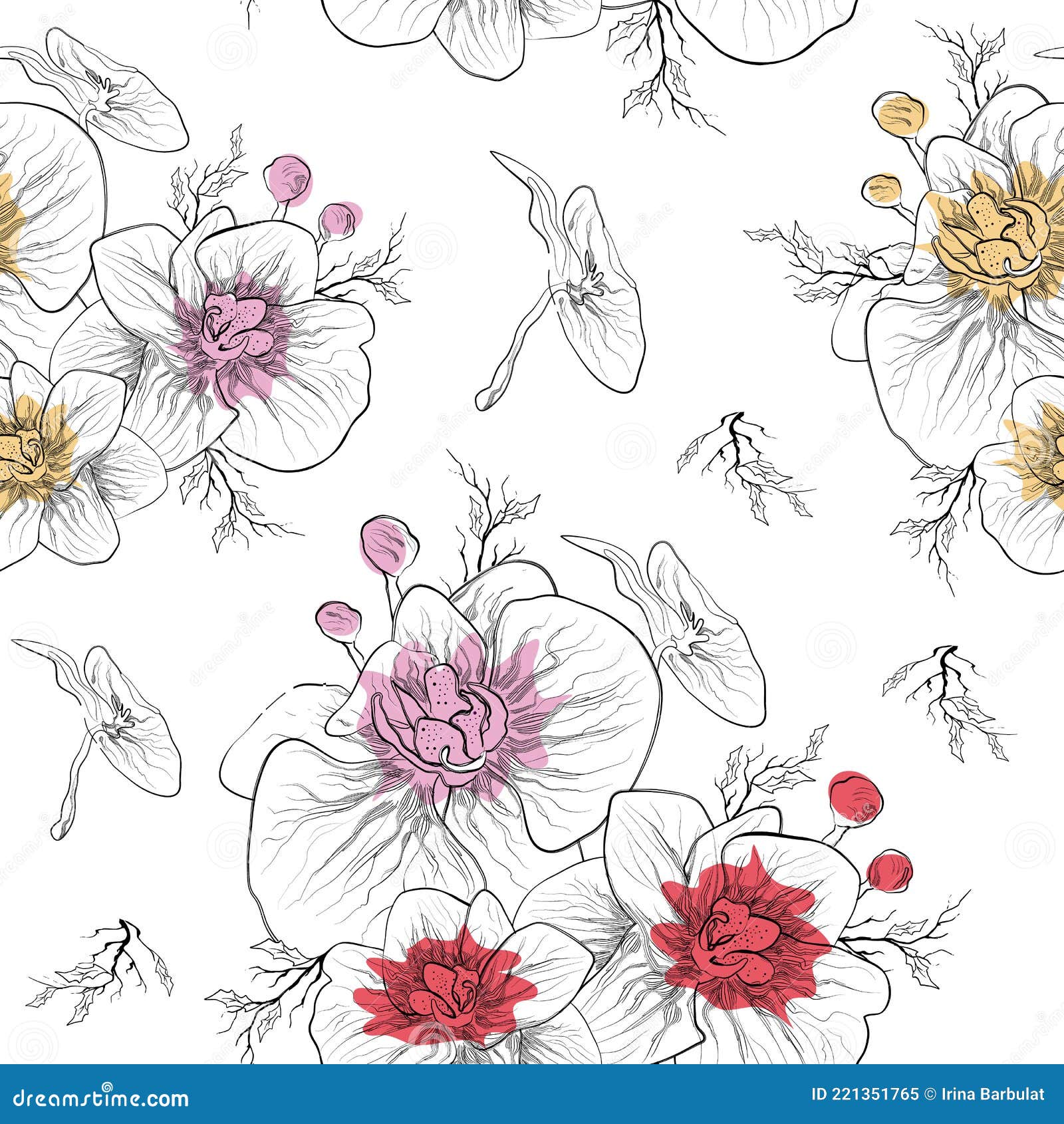 Wildflowers Seamless Pattern Black and White Minimalist Floral Pattern Floral Paper Digital Paper Minimalist Botanical