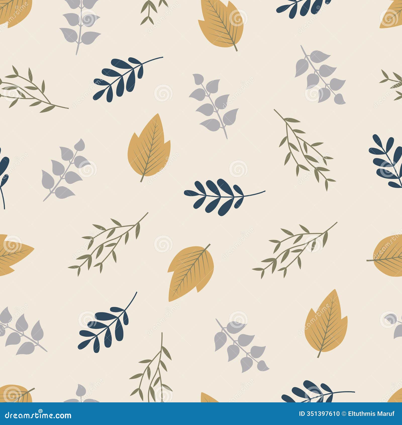 floral seamless pattern. allover print foliage surface  of branchlets and leaves