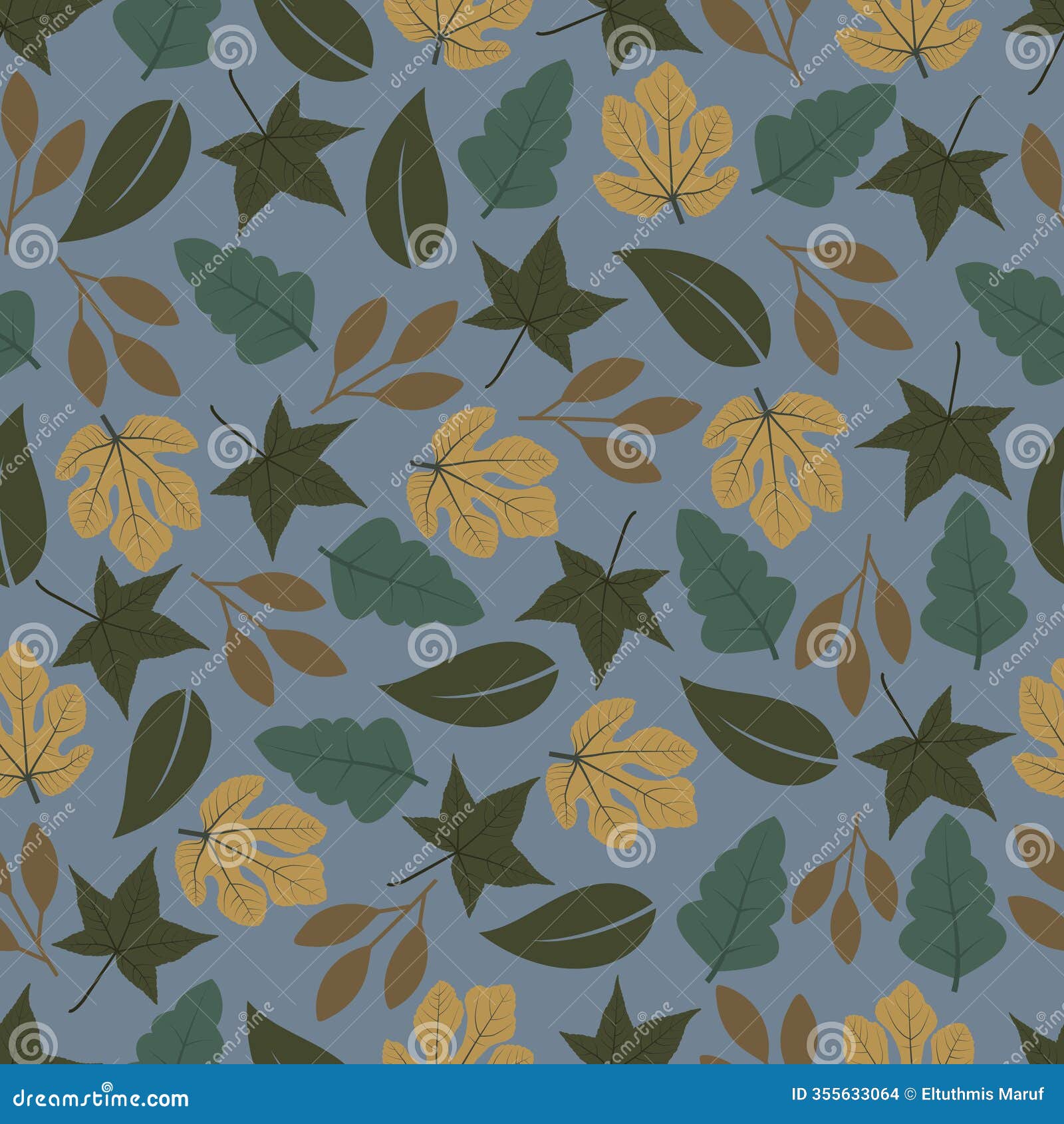 floral seamless pattern. allover print foliage surface  of fig and sweetgum leaves