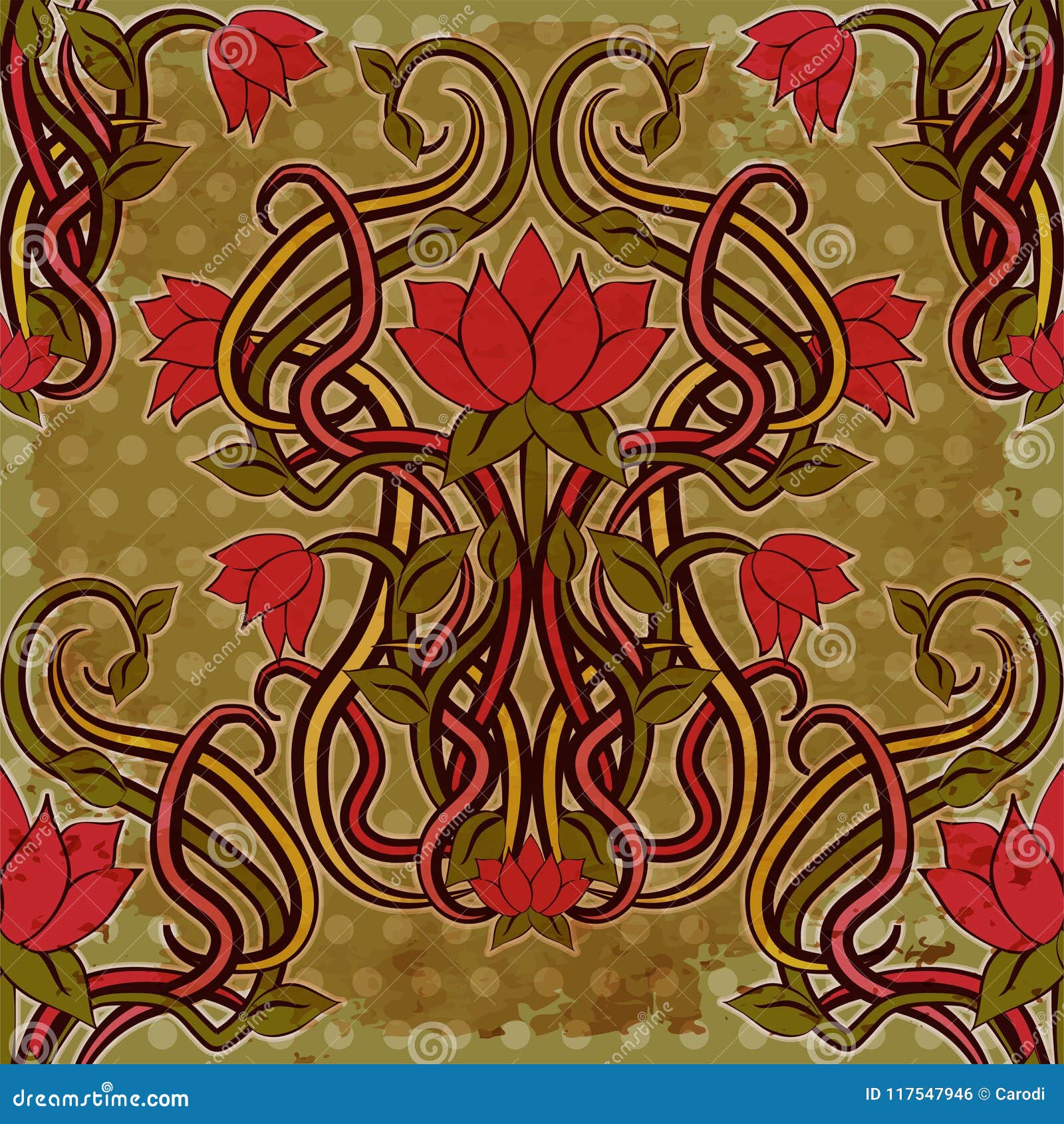 Floral Seamless Pattern in Art Nouveau Style Stock Vector ...