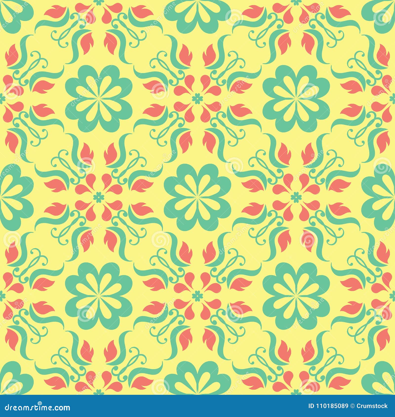 Floral Seamless Pattern. Bright Colored Background with Pink and Green
