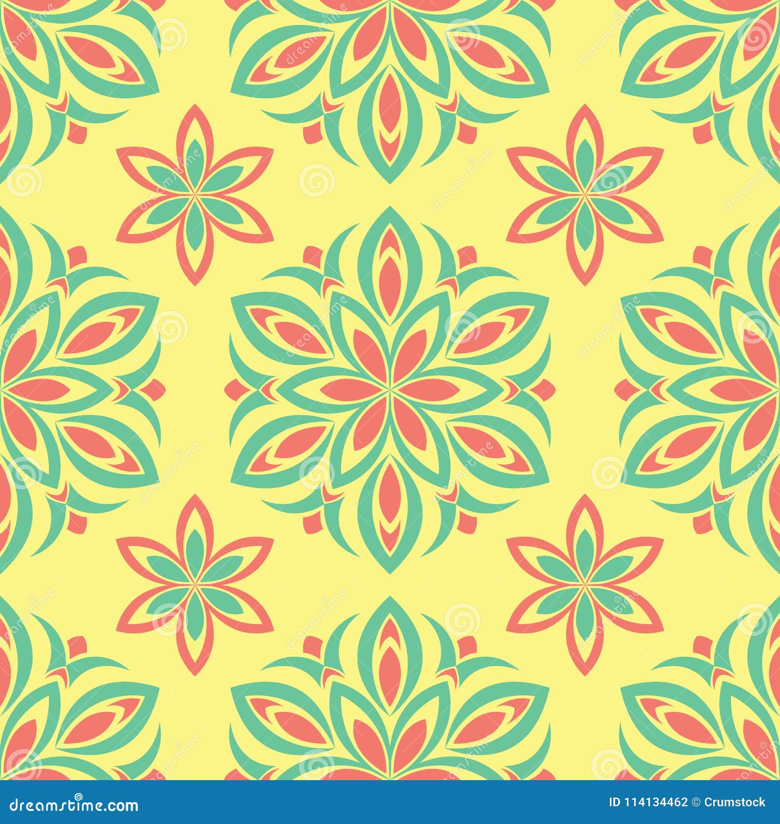Floral Seamless Pattern. Bright Colored Background with Pink and Green