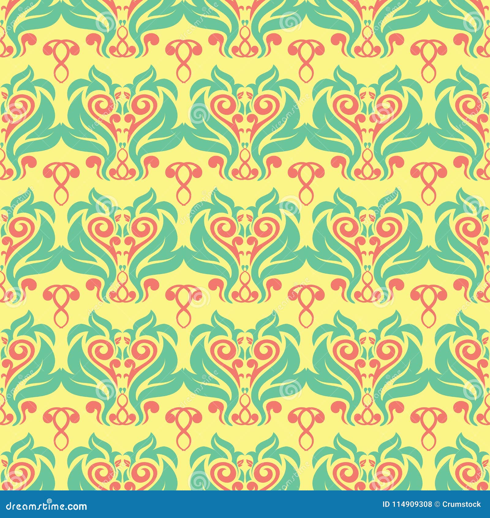 Floral Seamless Pattern. Bright Colored Background with Pink and Green