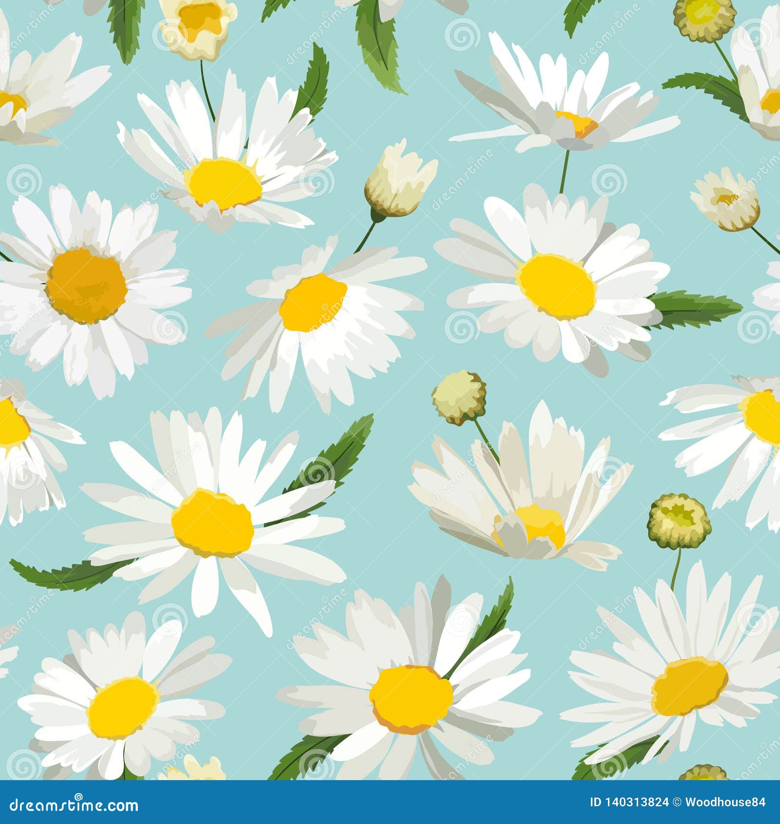 floral seamless pattern with chamomile flowers. natural background with daisy flowers for spring summer  wallpaper