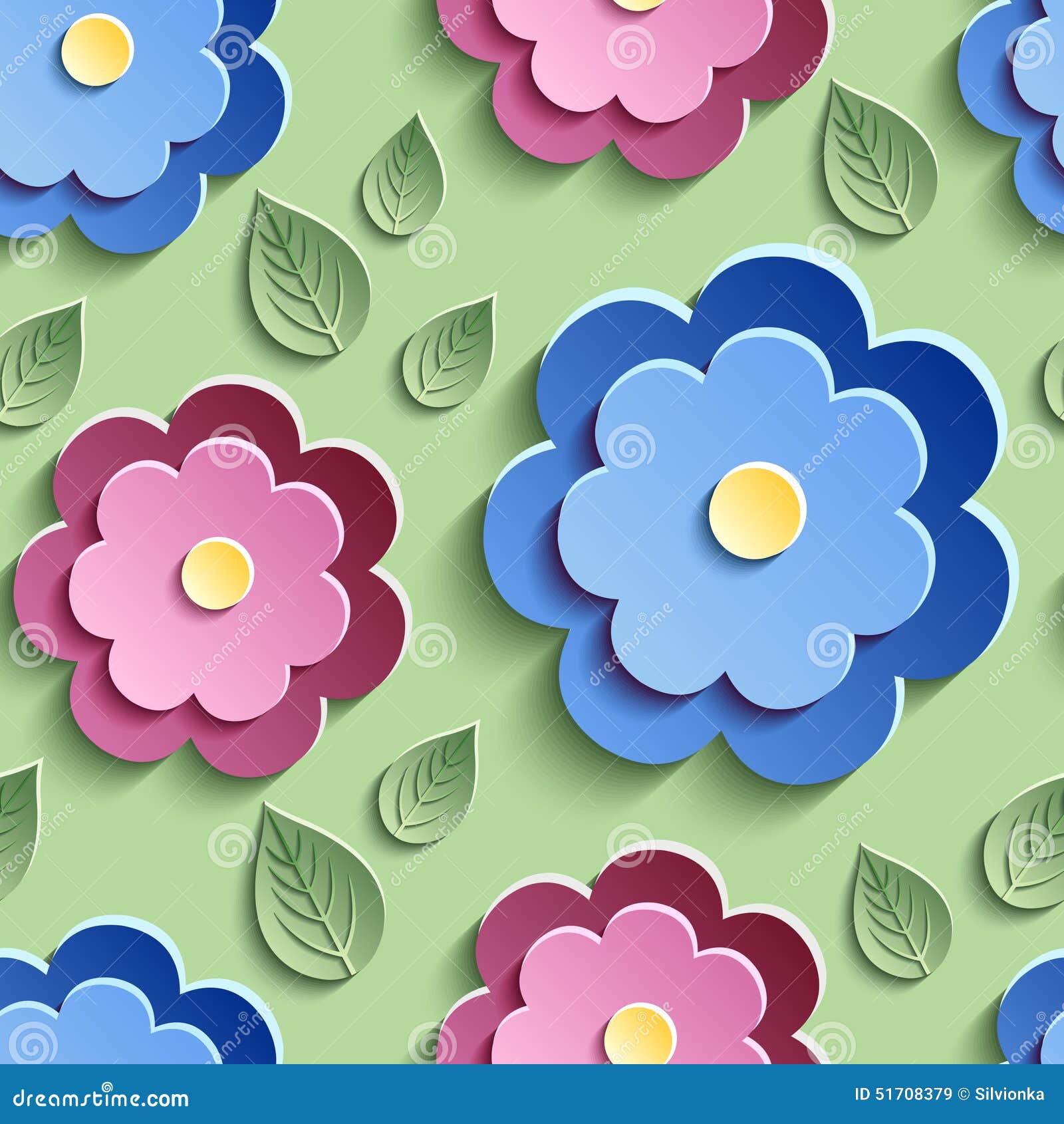 Floral Seamless Pattern With Colorful 18D Flowers Illustration ...