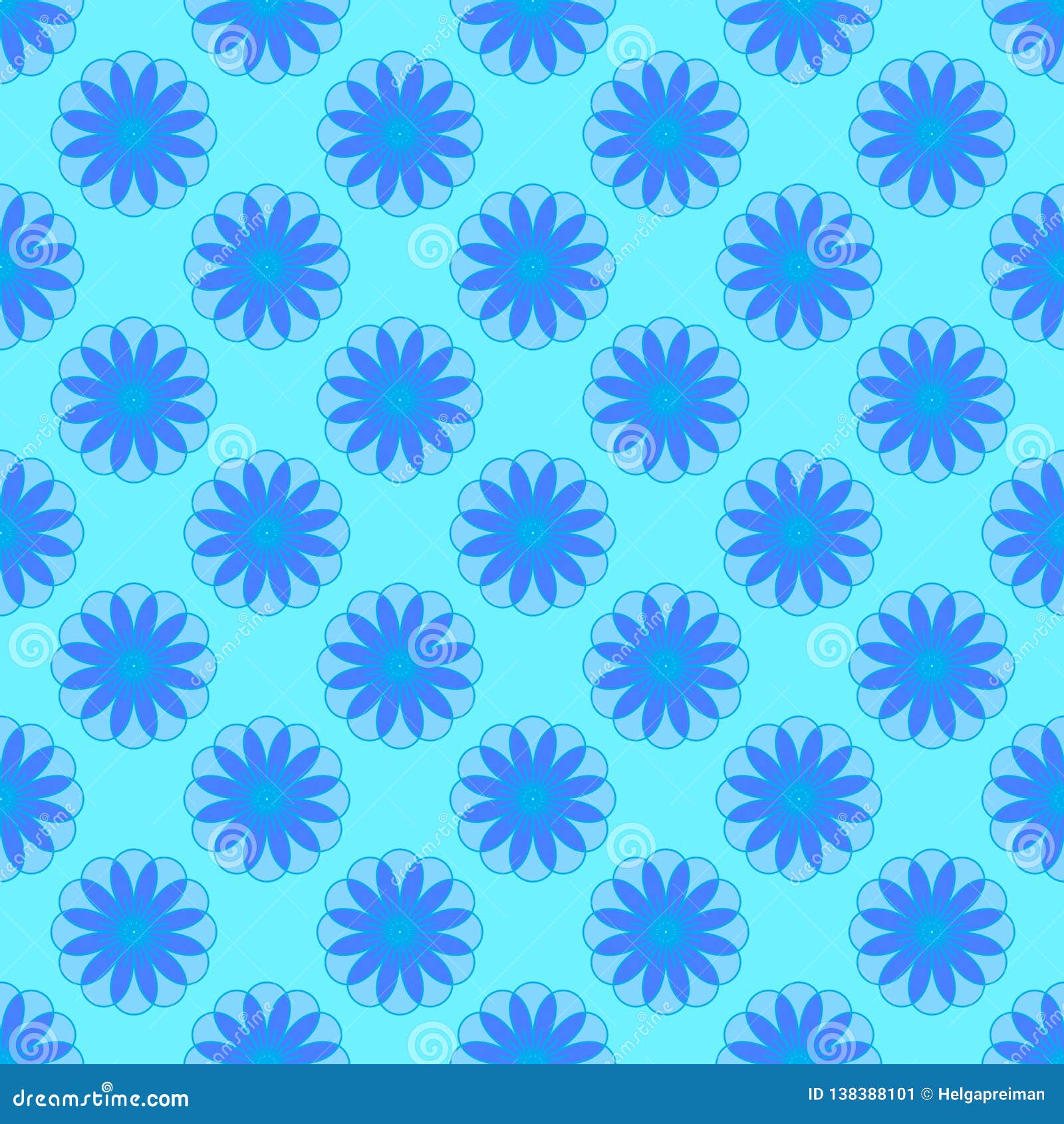 Floral Pattern On The Cyan Background Stock Illustration ...