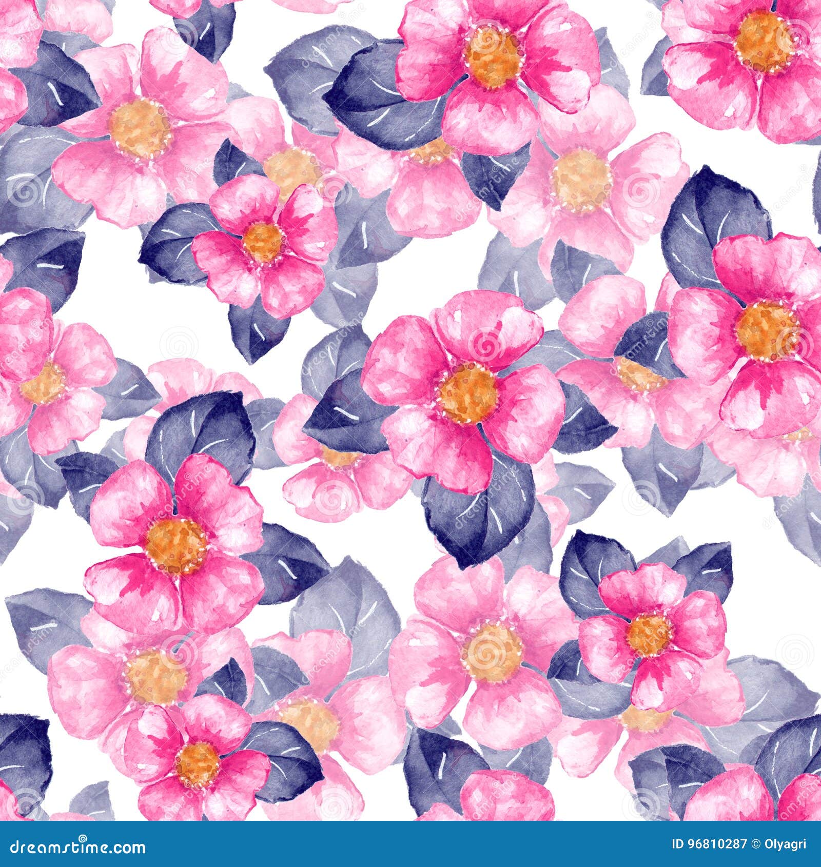 Floral Seamless Pattern with Pink Flowers Stock Illustration ...
