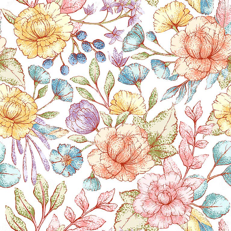 Floral seamless pattern stock vector. Illustration of cute - 98526960