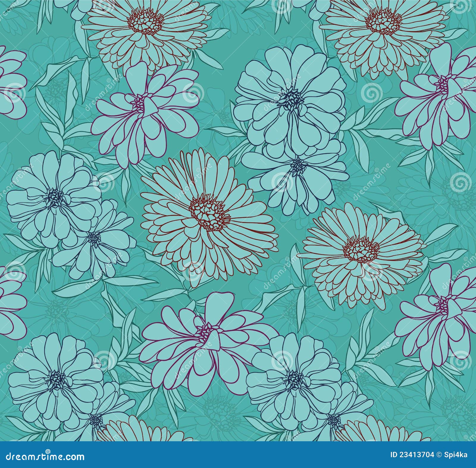 Floral seamless wallpaper stock vector. Illustration of drawn 23413704