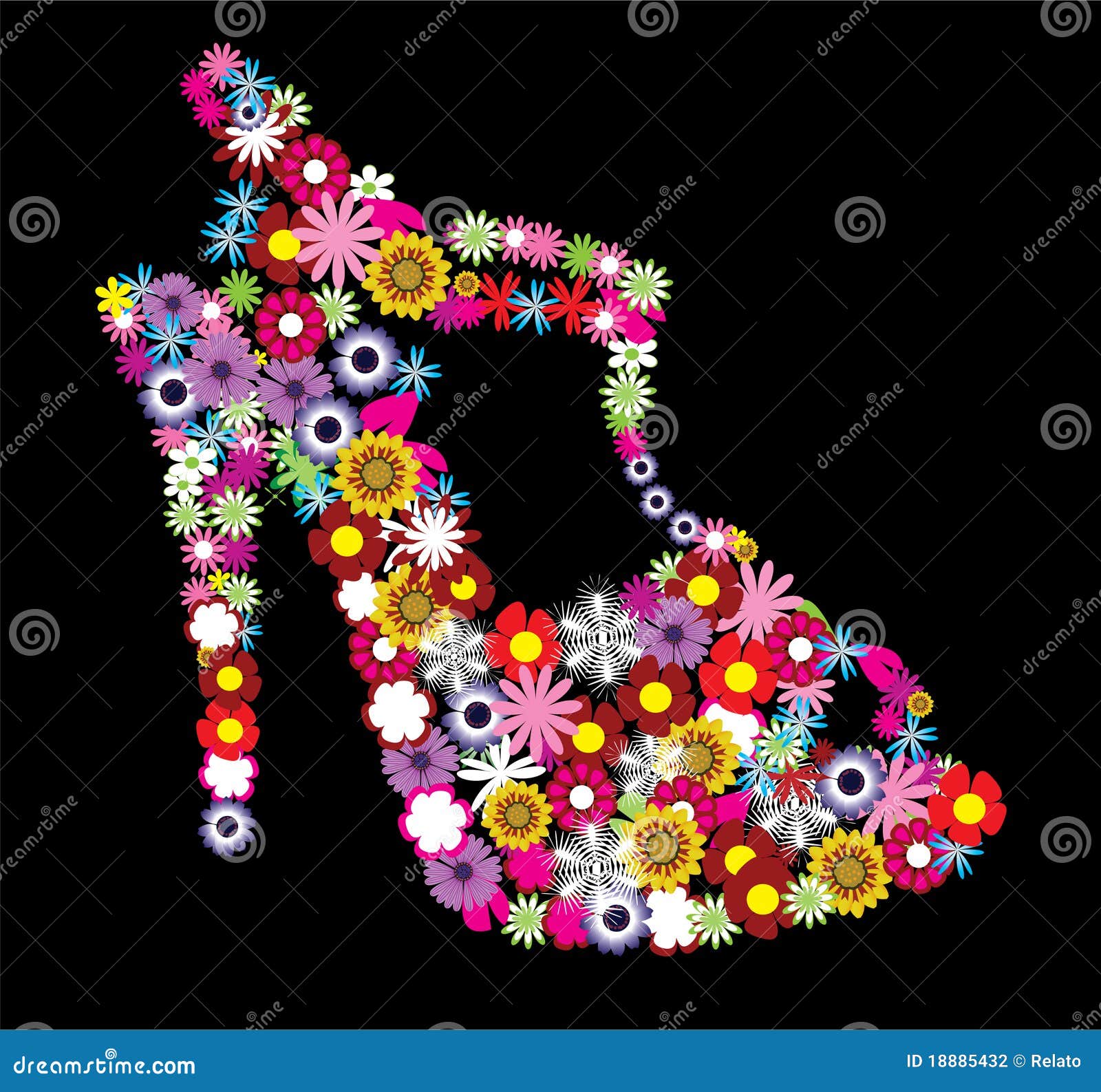 Floral shoe stock vector. Illustration of style, high - 18885432