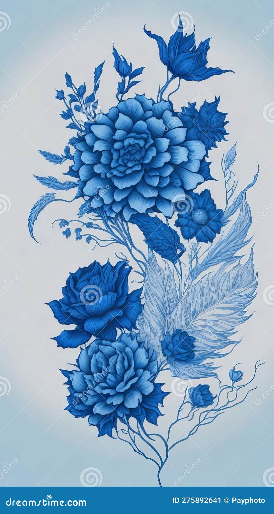 Floral Sketch with a Gray Background. Stock Illustration Illustration