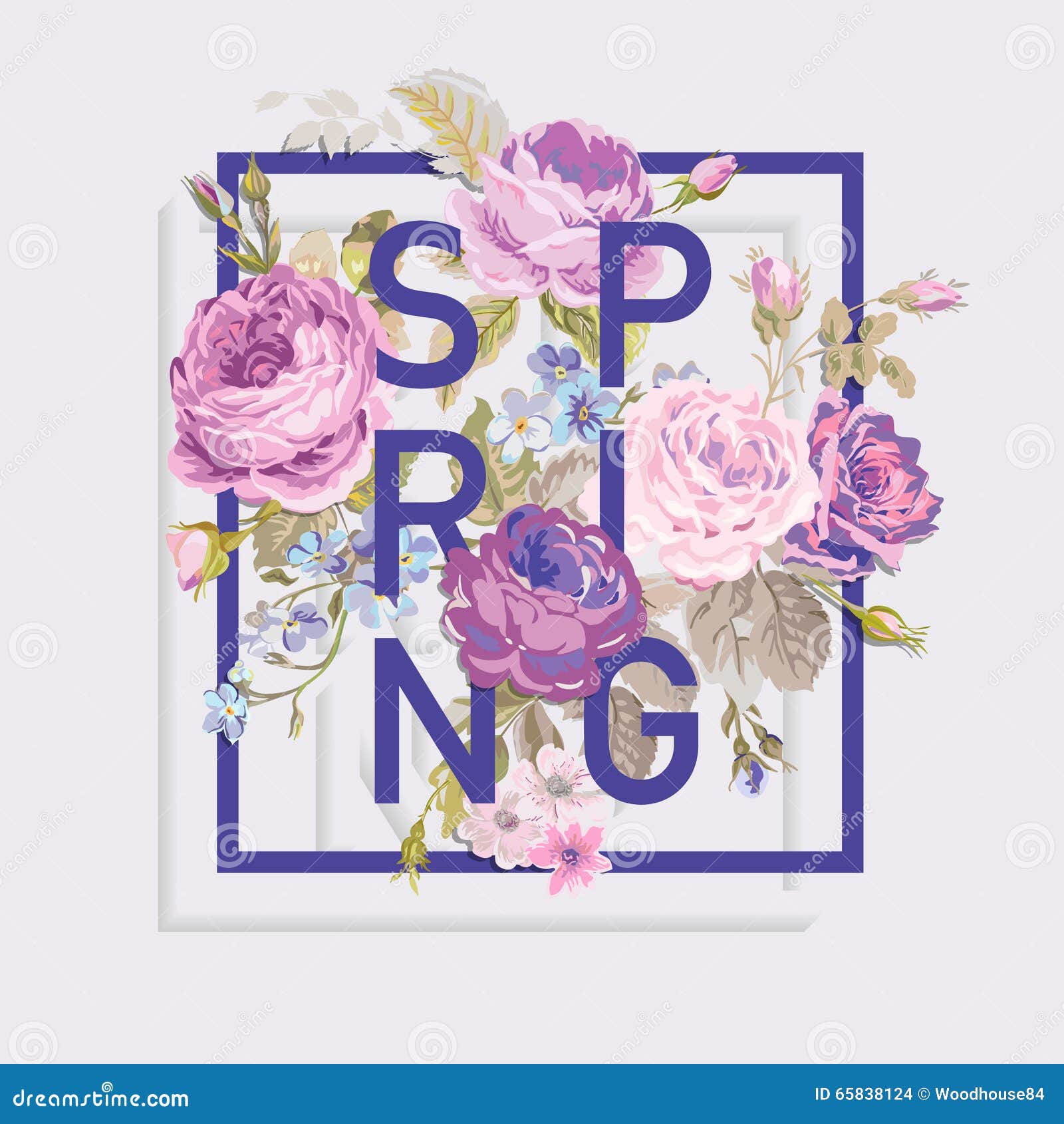 Floral Spring Graphic Design for T-shirt Stock Vector