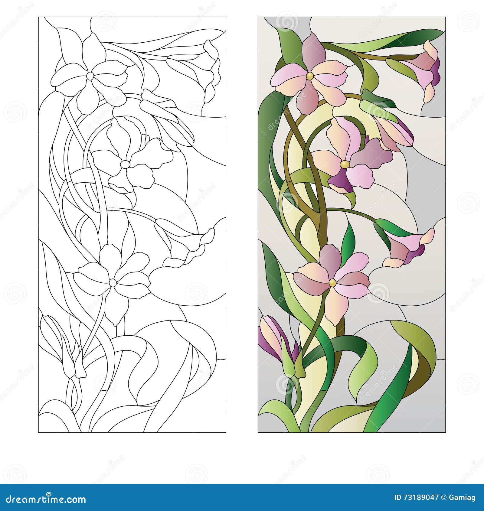 Floral Stained Glass Pattern Stock Vector Illustration Of Glass Decorative