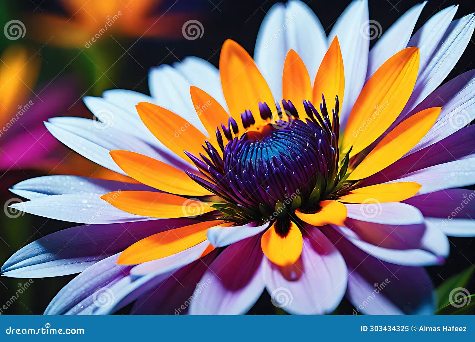 floral tapestry: macro close-up of vibrant-colored flower dominating the frame as its petals blend into an abstract background