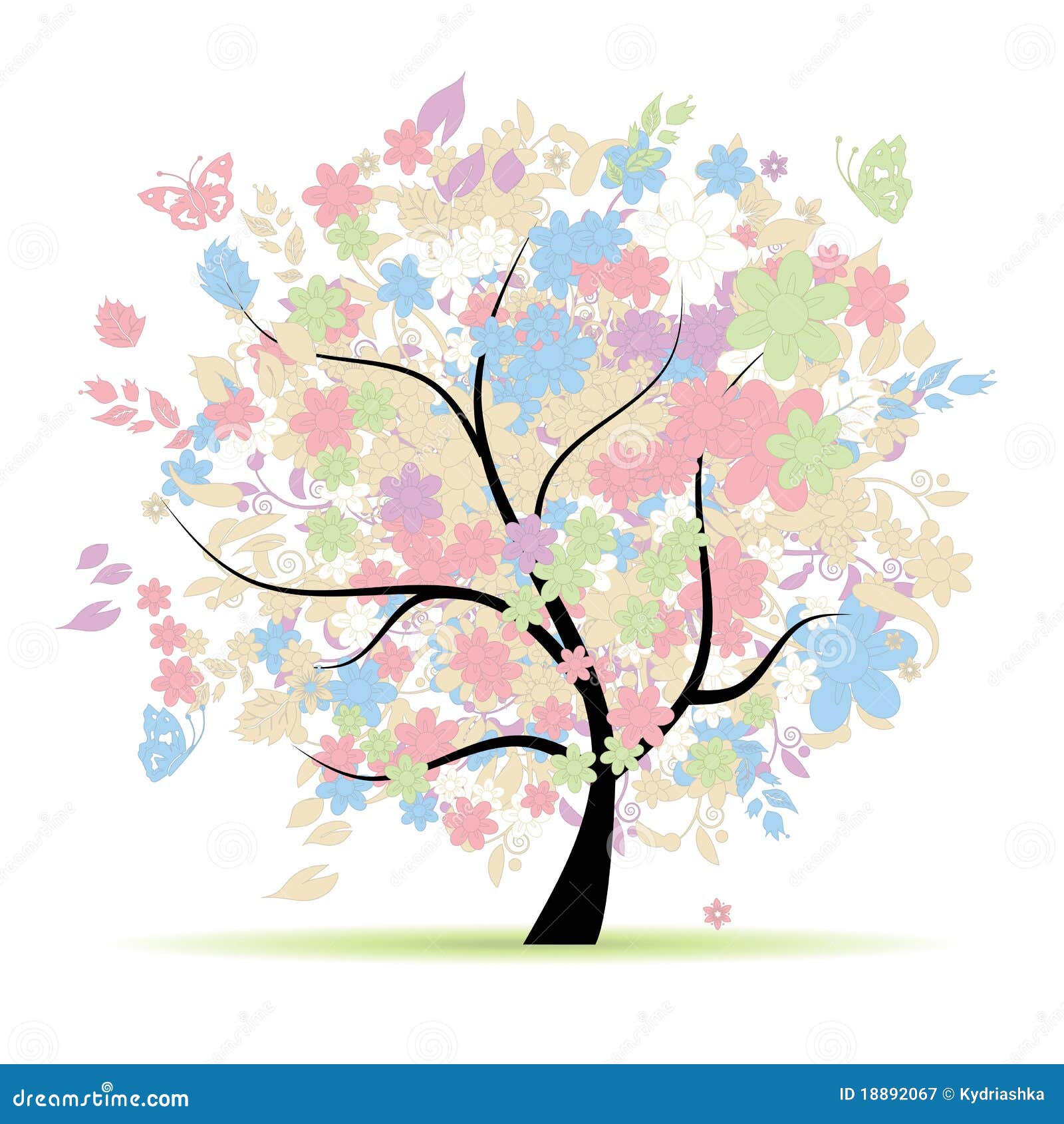 Floral Tree In Pastel Colors Royalty Free Stock 