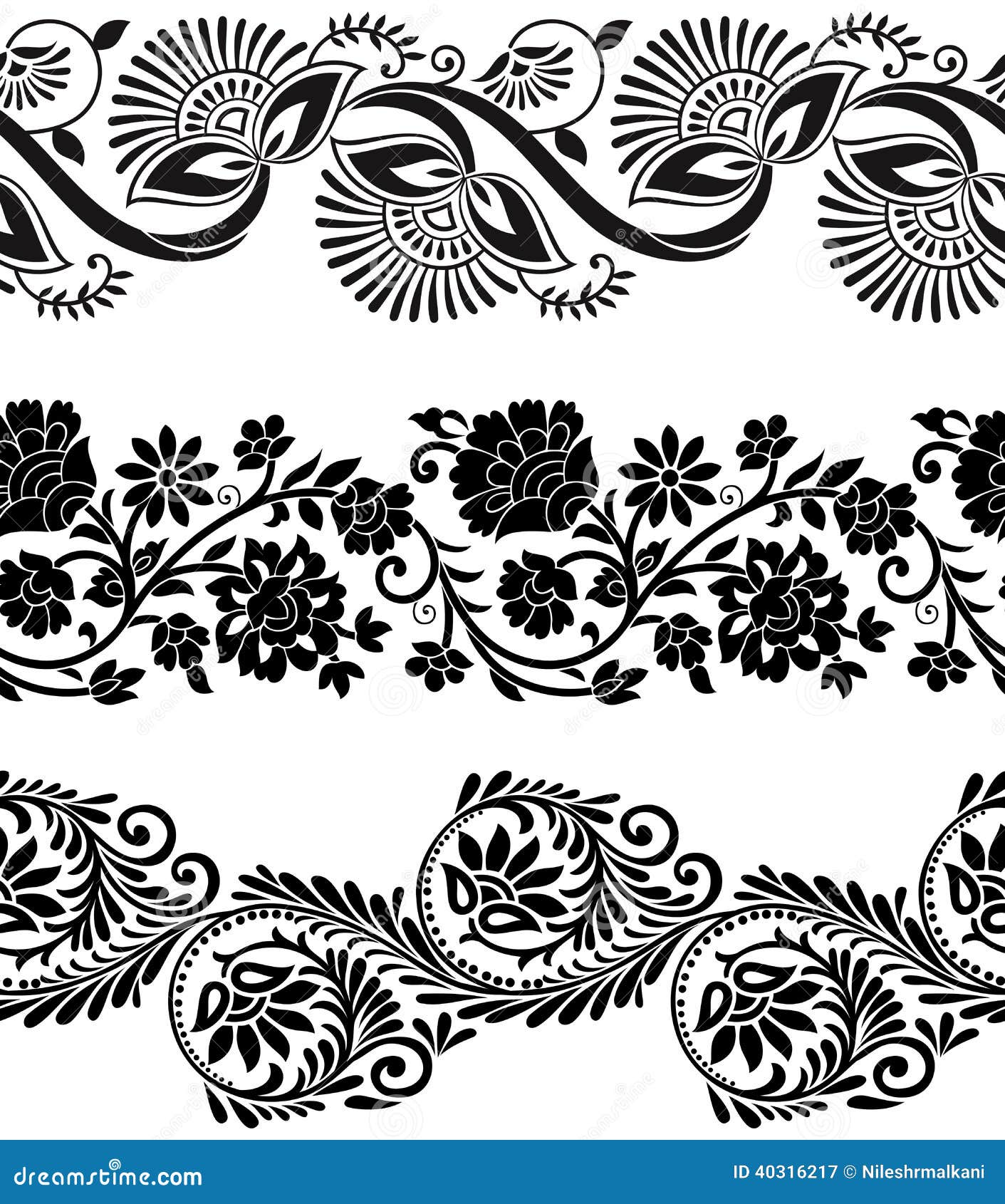 Floral vector borders stock vector. Illustration of deco - 40316217