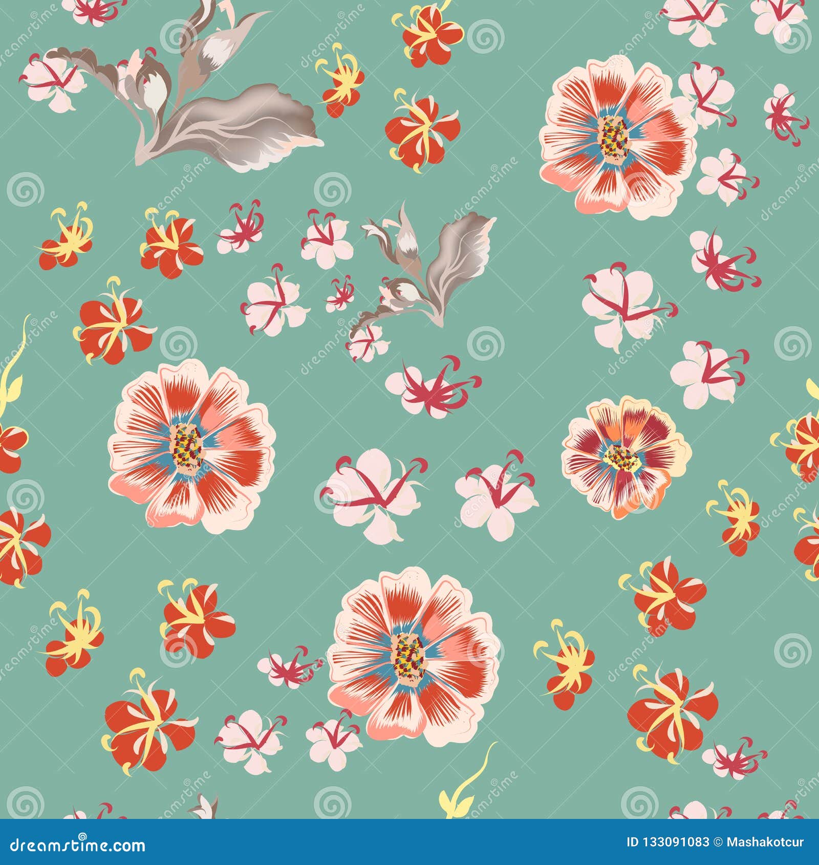 Download Floral Vector Rustic Pattern With Cosmos Flowers Stock Vector - Illustration of cute, marry ...