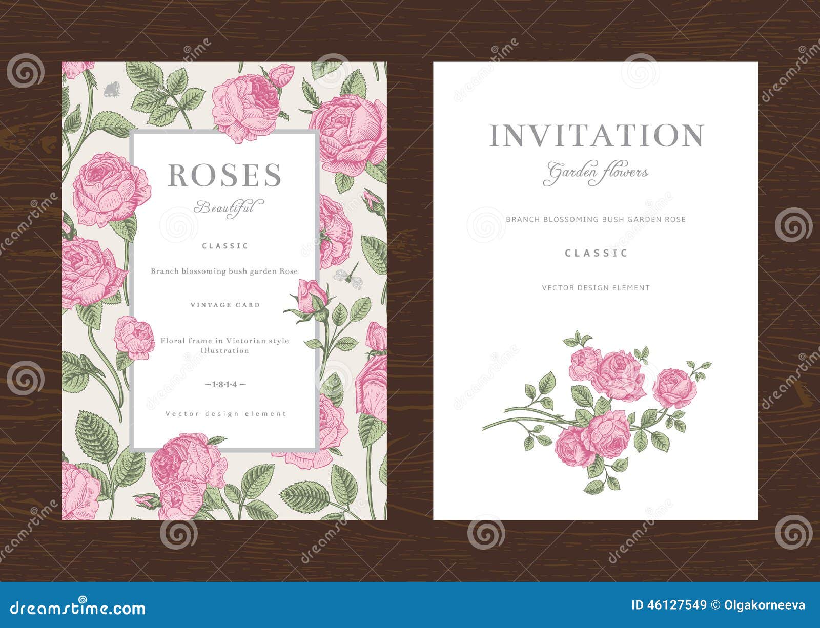 floral  vertical vintage invitation.