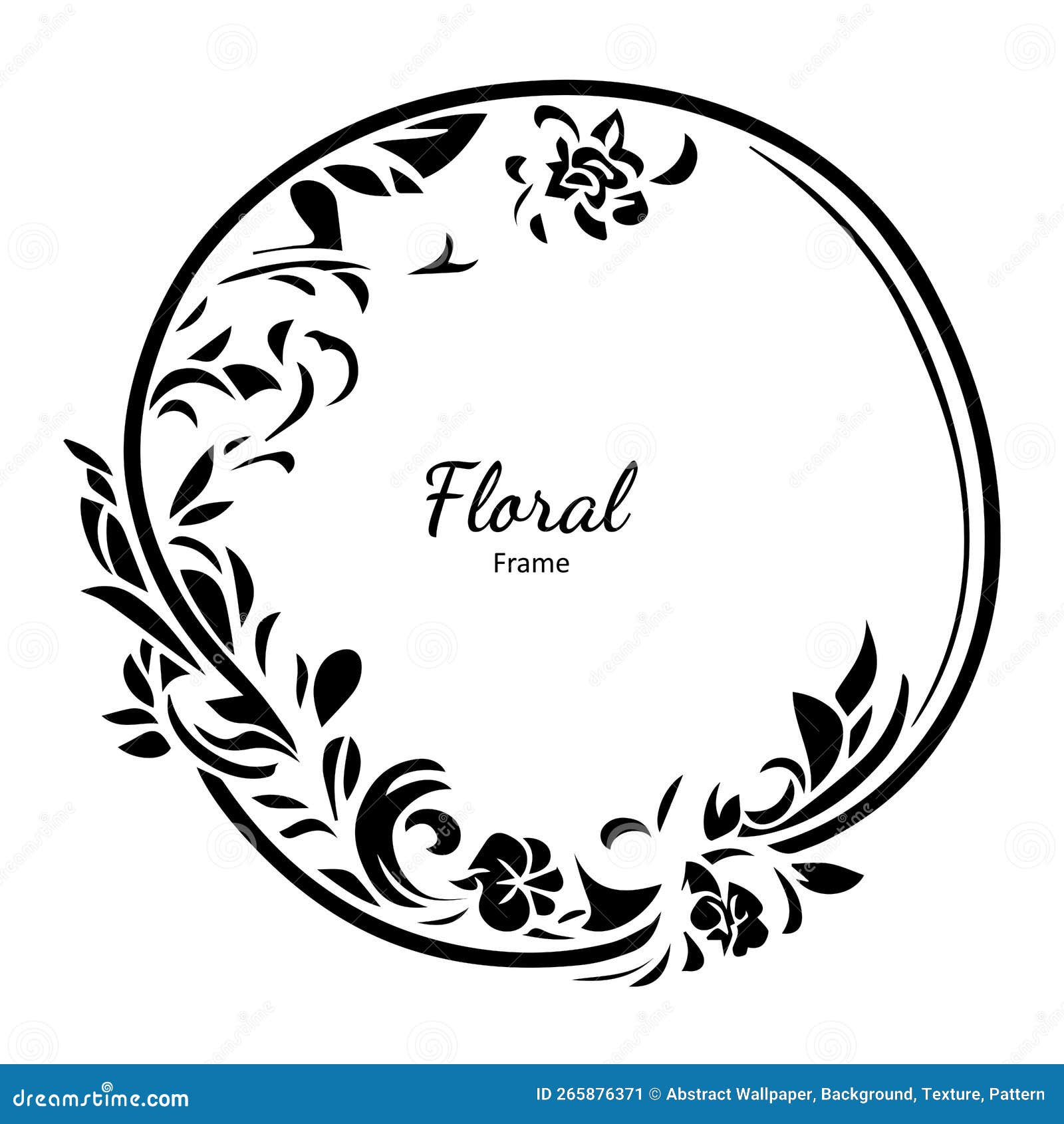 Simple ornate round frame floral design Royalty Free Vector