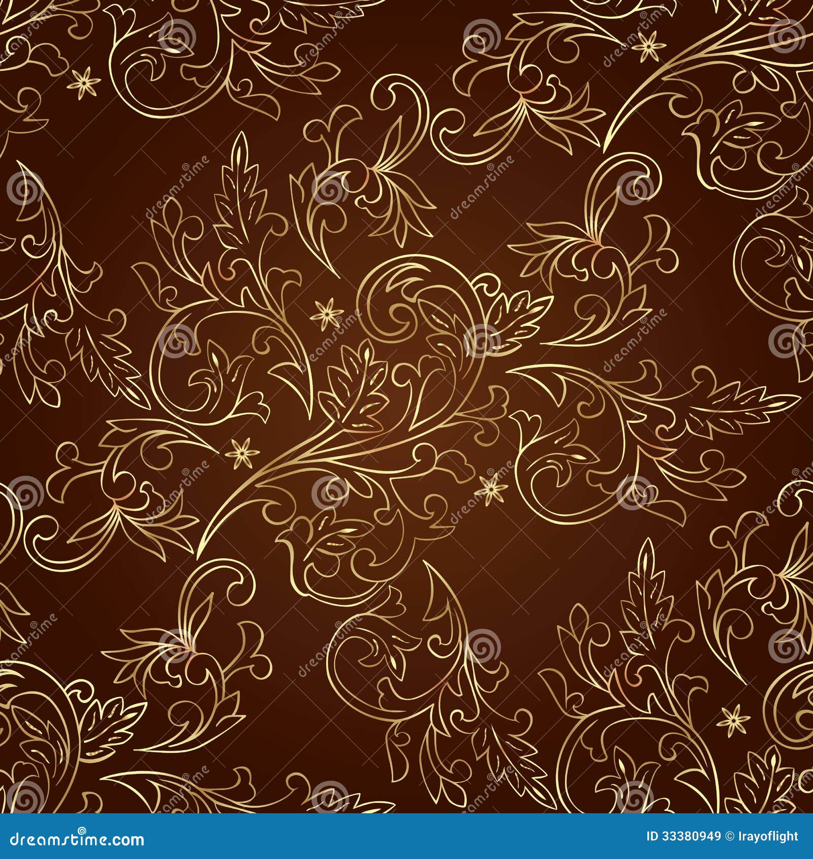 Floral Vintage Seamless Pattern On Brown Background Stock ...