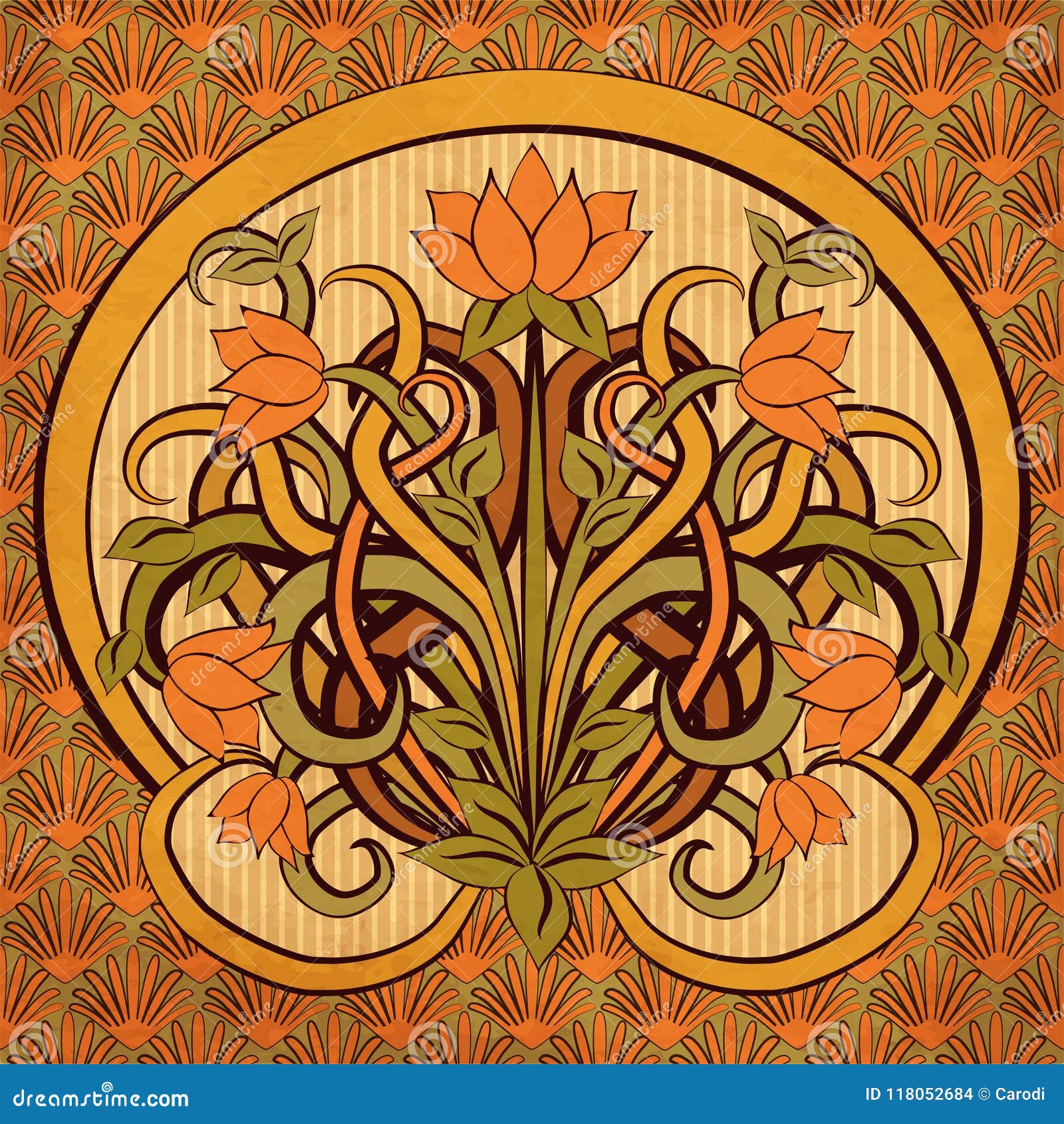 Floral Wallpaper in Art Nouveau Style, Vector Stock Vector ...