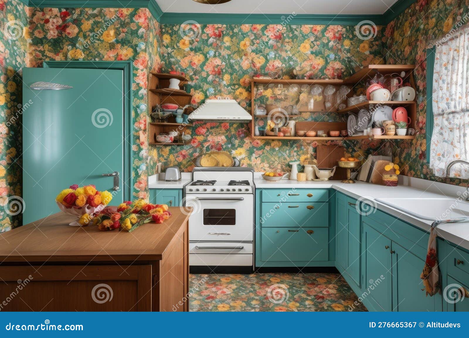 Vintage Retro Kitchen Wallpaper  Vintage Wallpapers  Online Shop