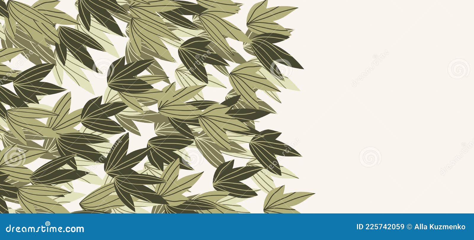 floral web banner with drawn color exotic leaves. nature concept . modern floral compositions with summer branches