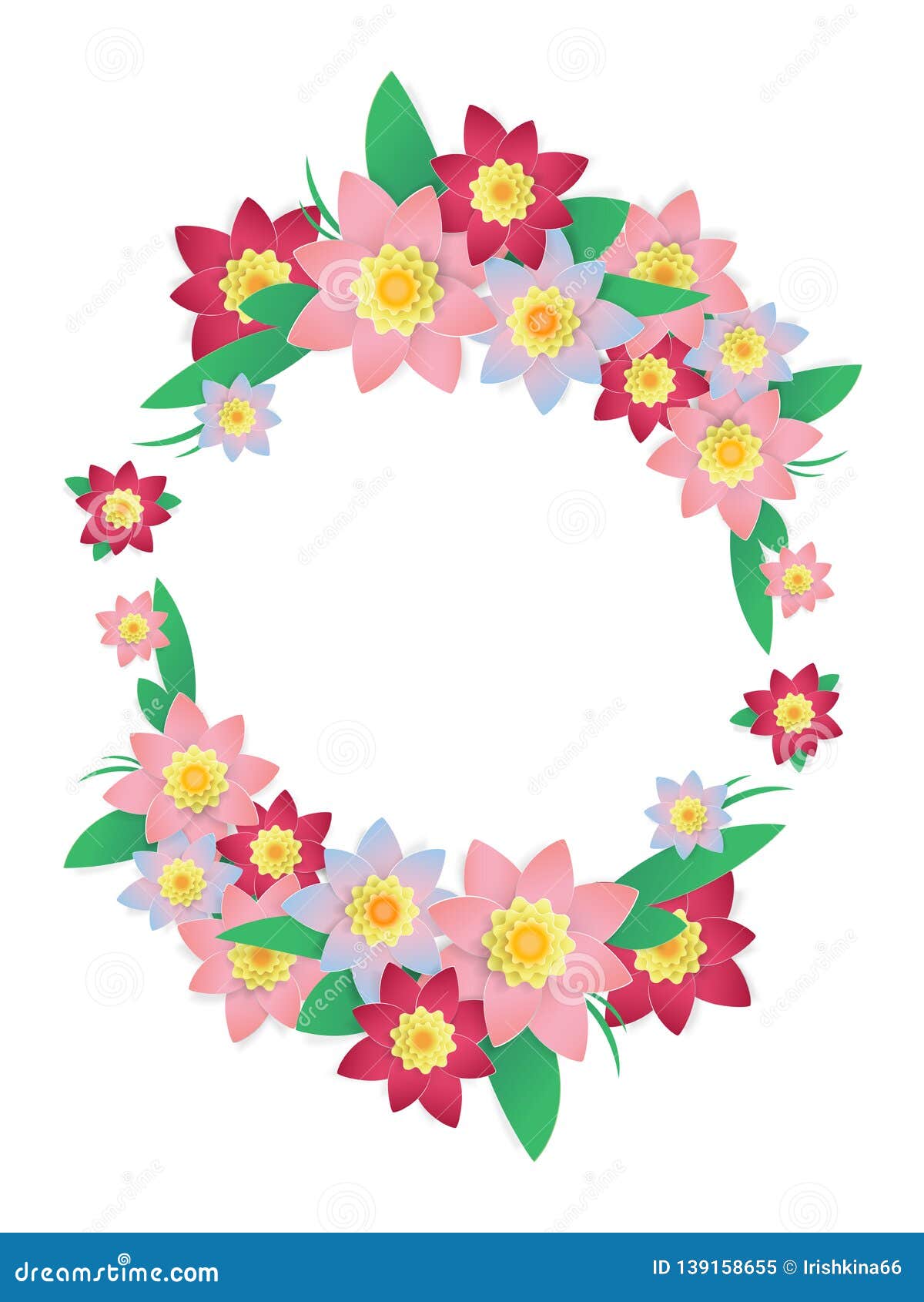 floral wedding frame spring paper cut flowers invitation spring template