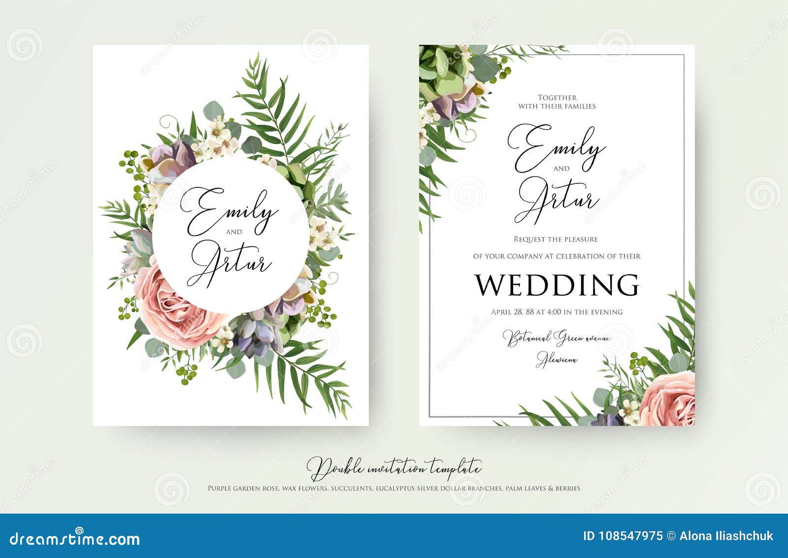 floral wedding invitation elegant invite, thank you, rsvp card v