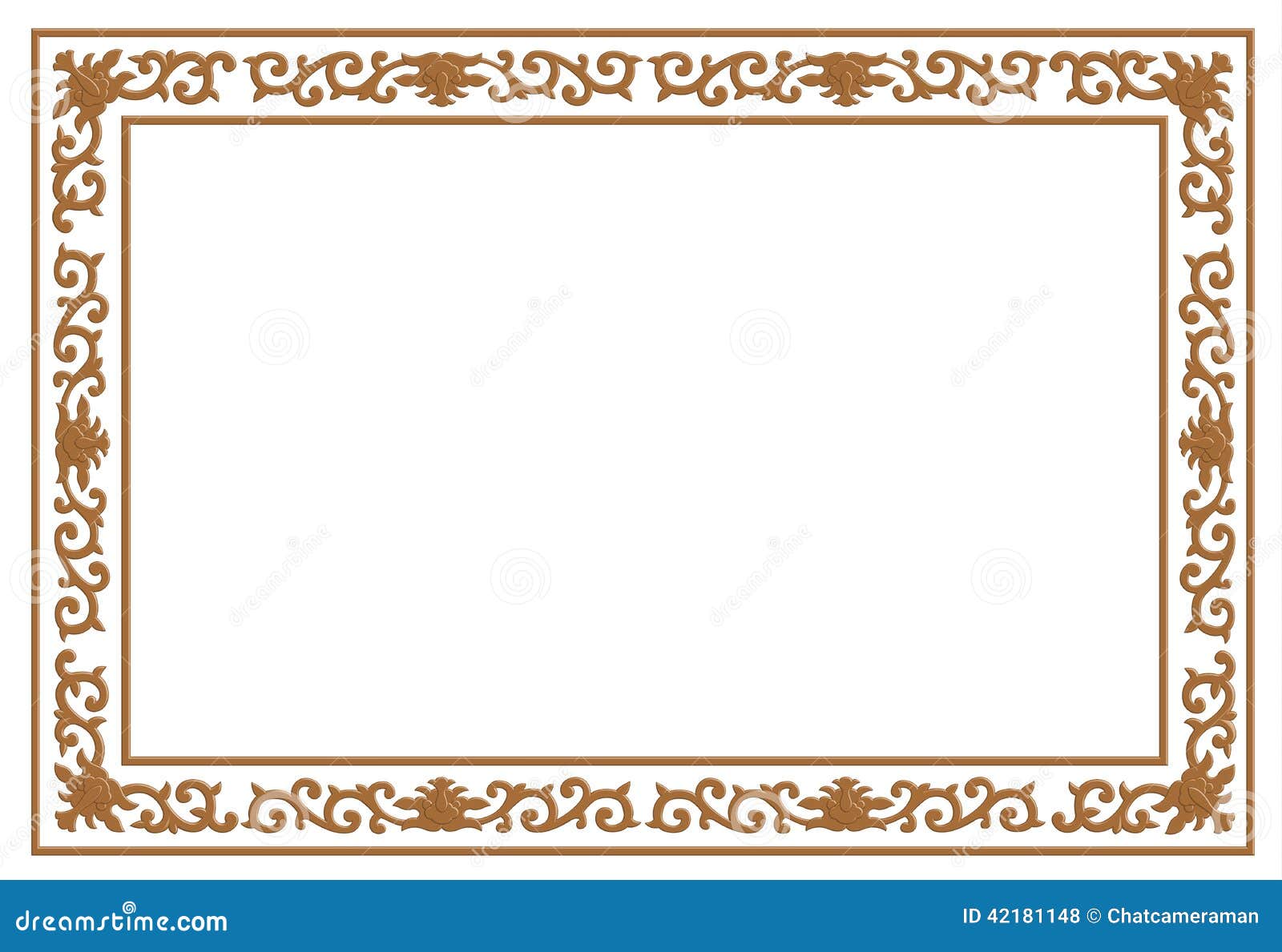 Realistic floral wood carving border frame for exposition, show and ...