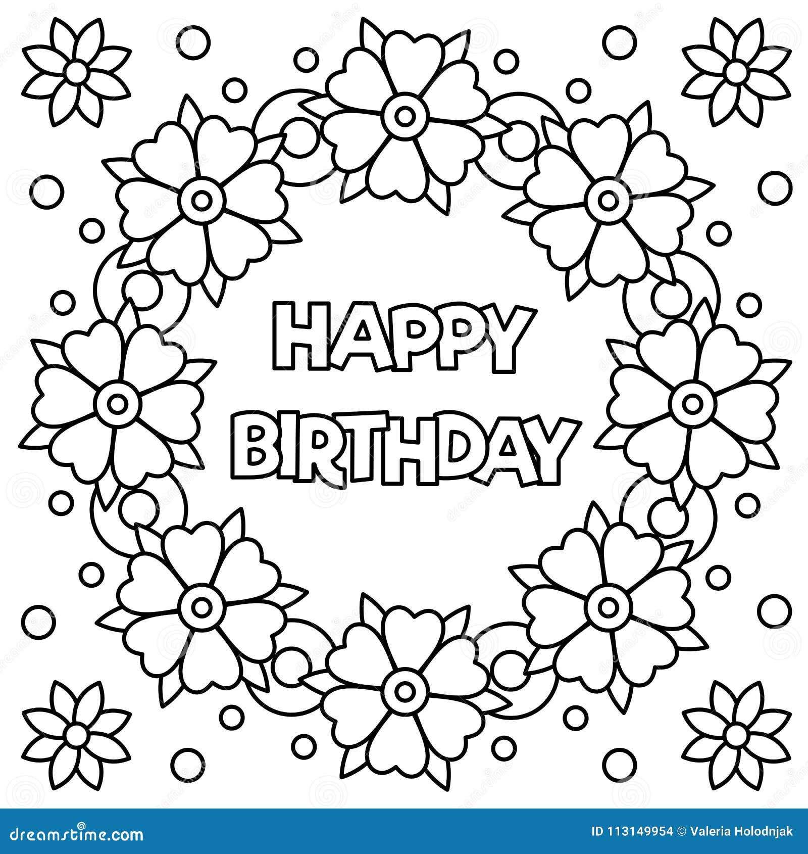 Download Floral Wreath. Coloring Page. Vector Illustration. Stock Vector - Illustration of outline, white ...