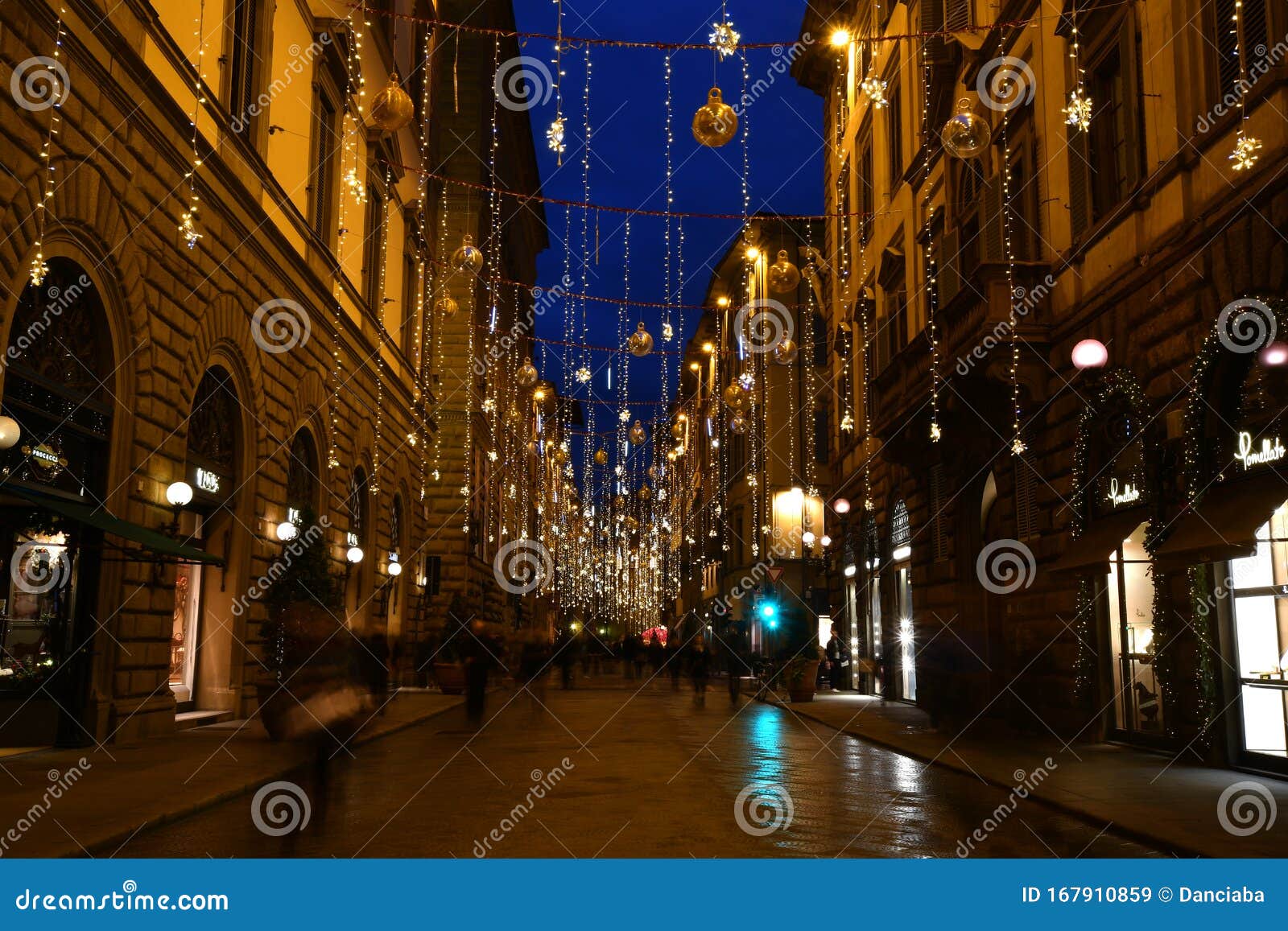 Florence, December 2019: Beautiful Christmas Decorations in the Centre ...