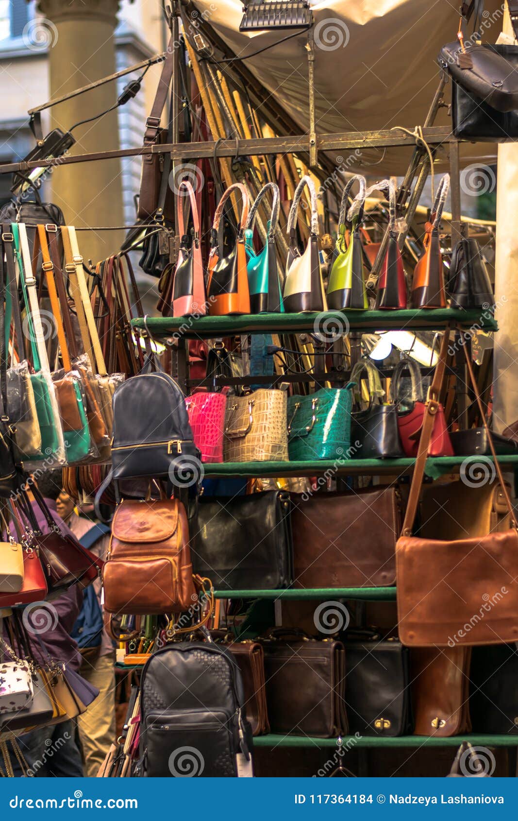 Florence, Italy - 22 April, 2018: Leather Goods on the Mercato Del ...