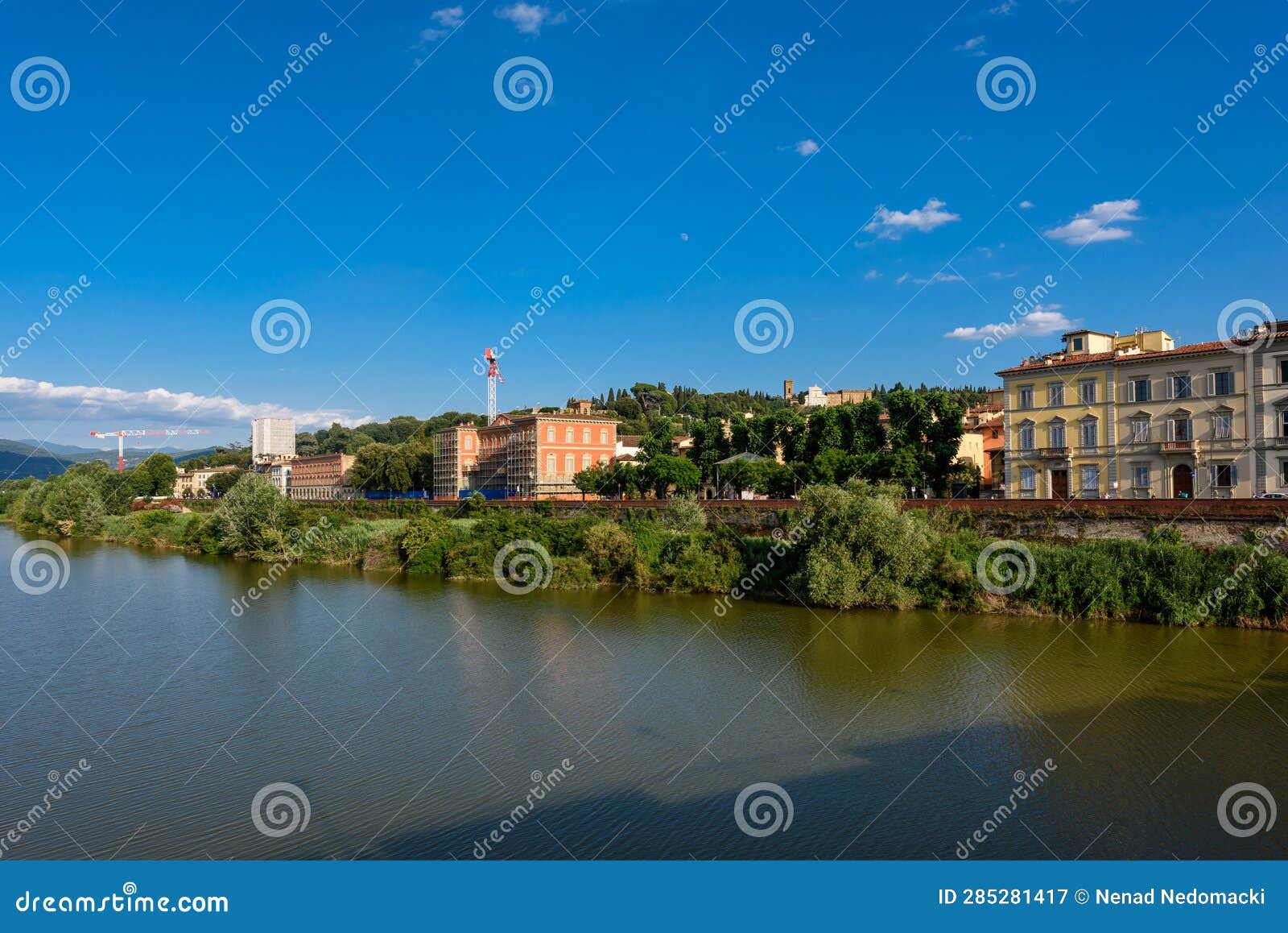 Florence, Italy on the Arno River. View of Ponte Vecchio Bridge