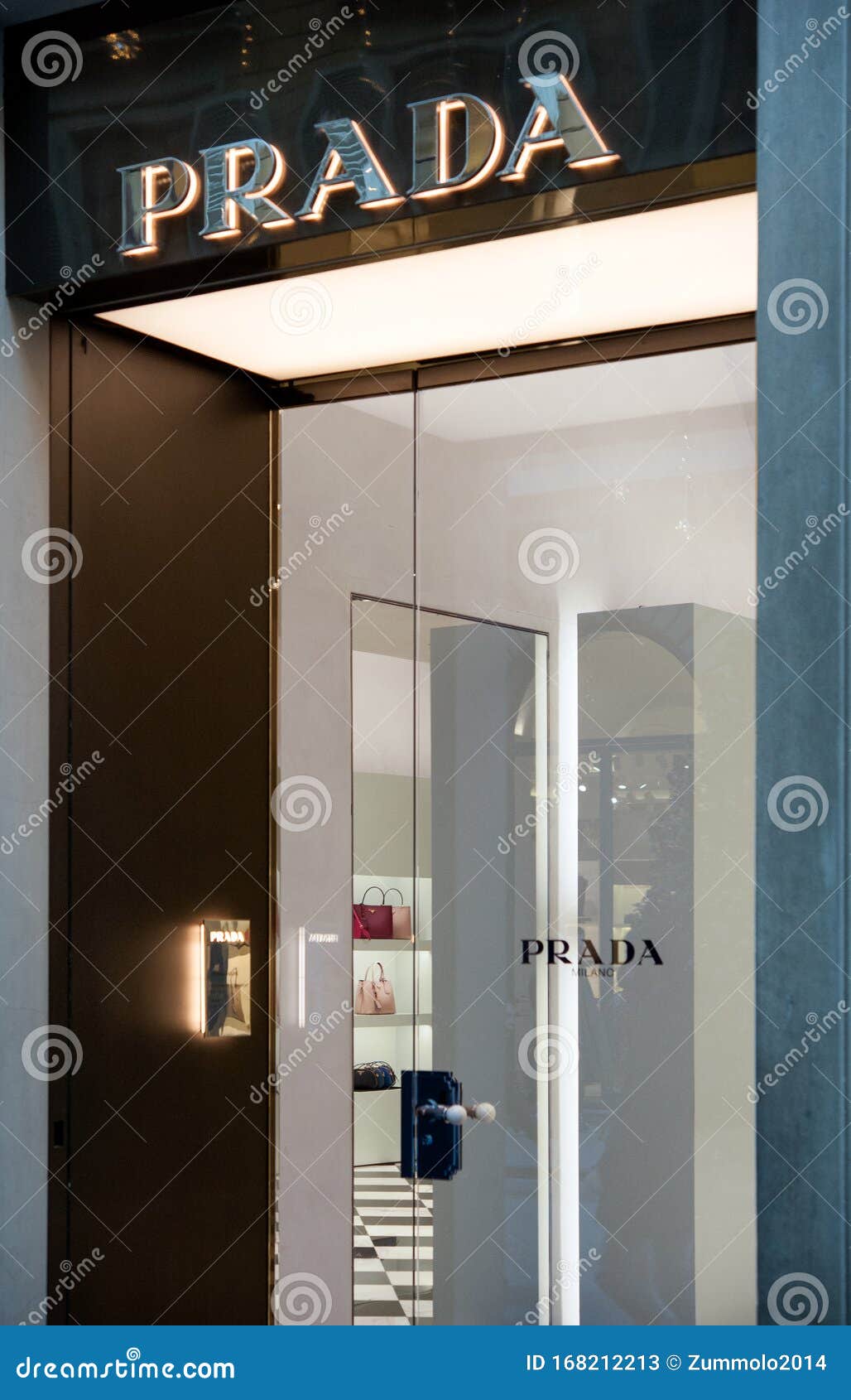 Prada fashion shop windows editorial stock photo. Image of vogue ...