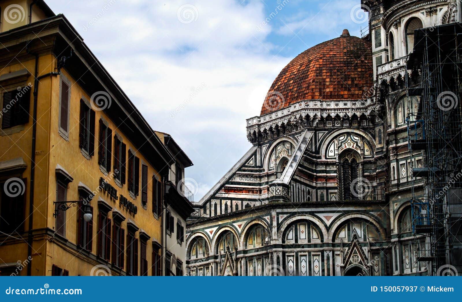 florence italy medieval gothic style church tower