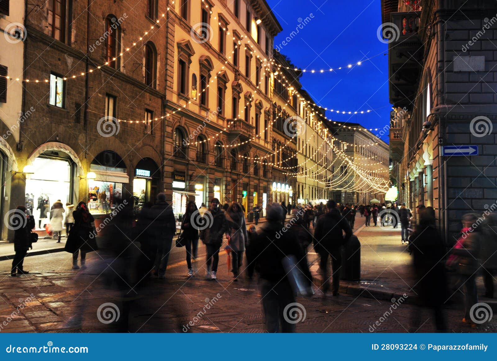 Florence Night Street Wolking People Editorial Stock Image - Image of ...