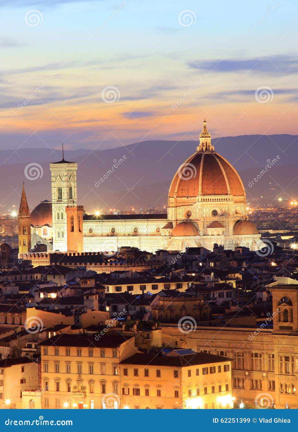 florence skyline at night, viewed from piazzale michelangelo